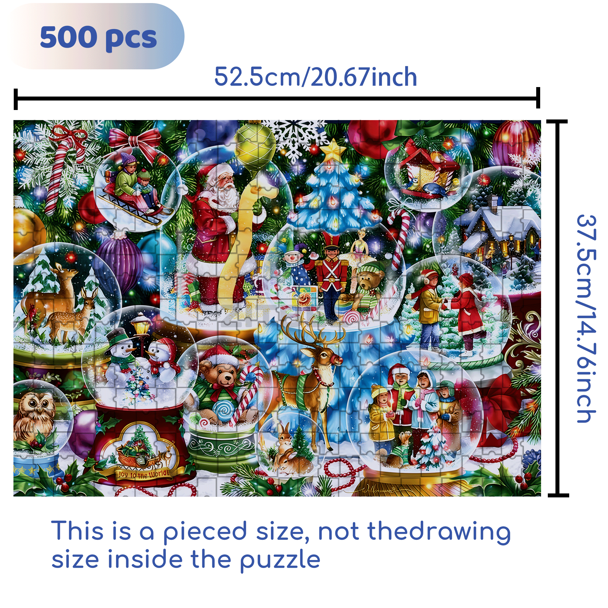 Snow Globes 500pcs/1000pcs Jigsaw Puzzle, Scratch-Resistant, Interactive Family Game & Brain-Boosting DIY Decor, Perfect for Halloween, Christmas & New Year Gifts, Family Puzzle Game