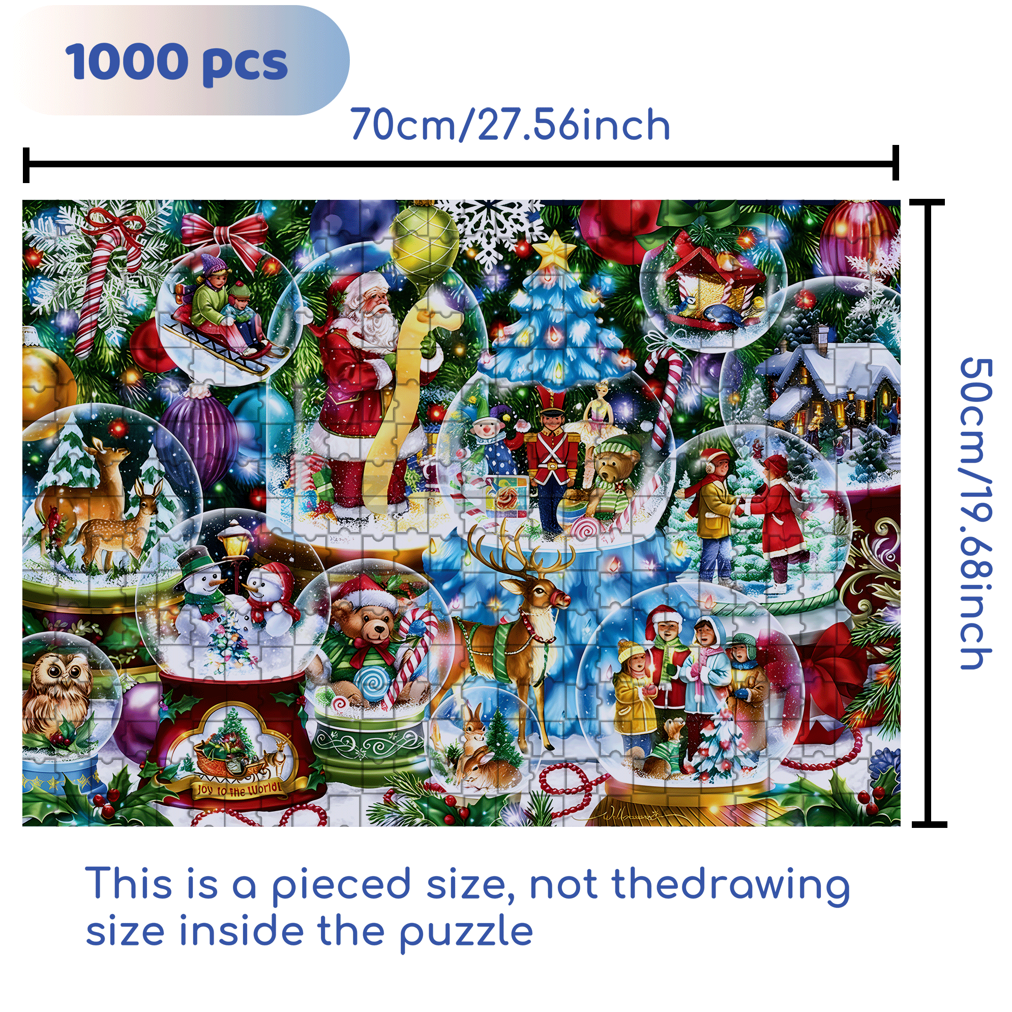 Snow Globes 500pcs/1000pcs Jigsaw Puzzle, Scratch-Resistant, Interactive Family Game & Brain-Boosting DIY Decor, Perfect for Halloween, Christmas & New Year Gifts, Family Puzzle Game
