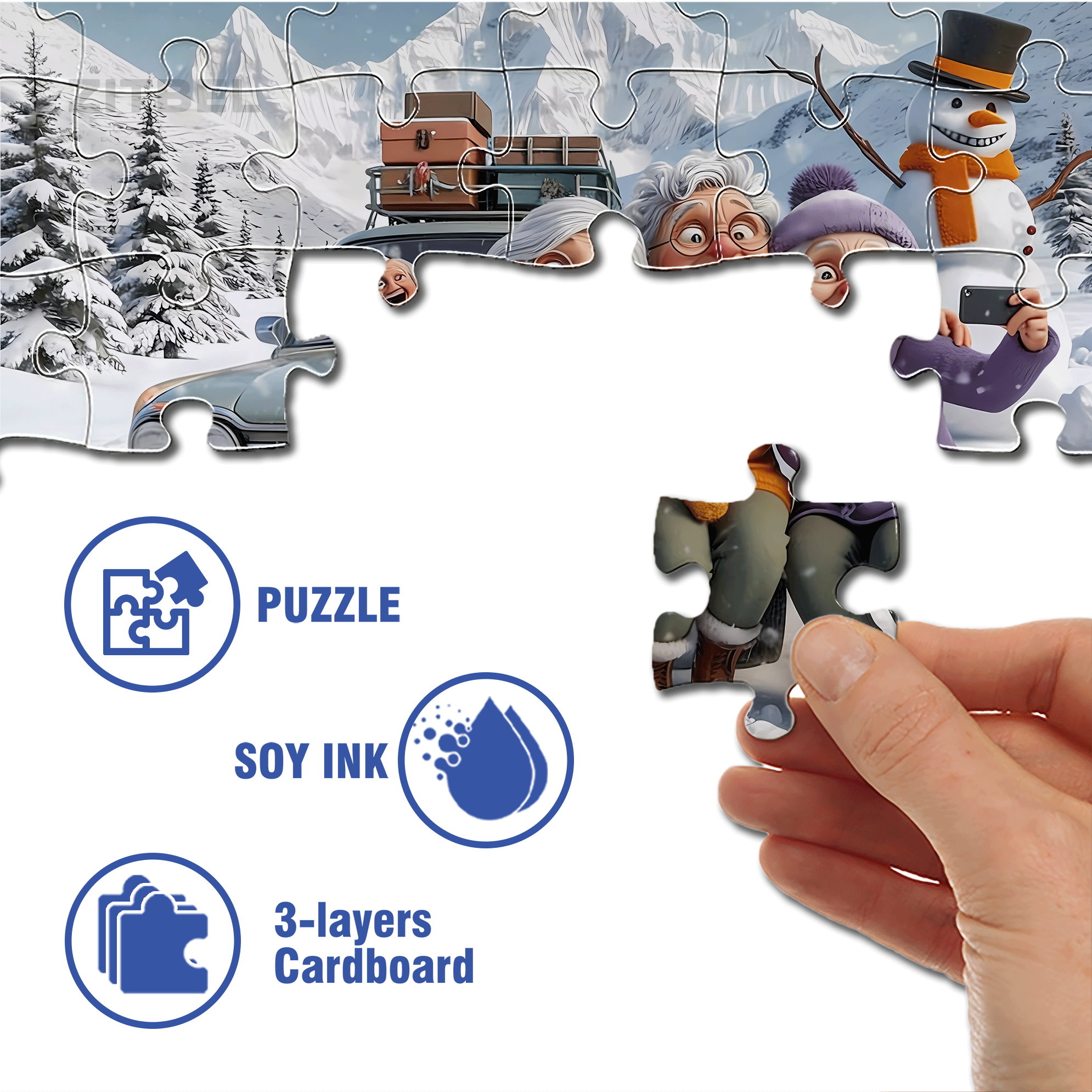 Snow Mountain Friends 500pcs/1000pcs Jigsaw Puzzle, Scratch-Resistant, Interactive Family Game & Brain-Boosting DIY Decor, Perfect for Halloween, Christmas & New Year Gifts, Family Puzzle Game
