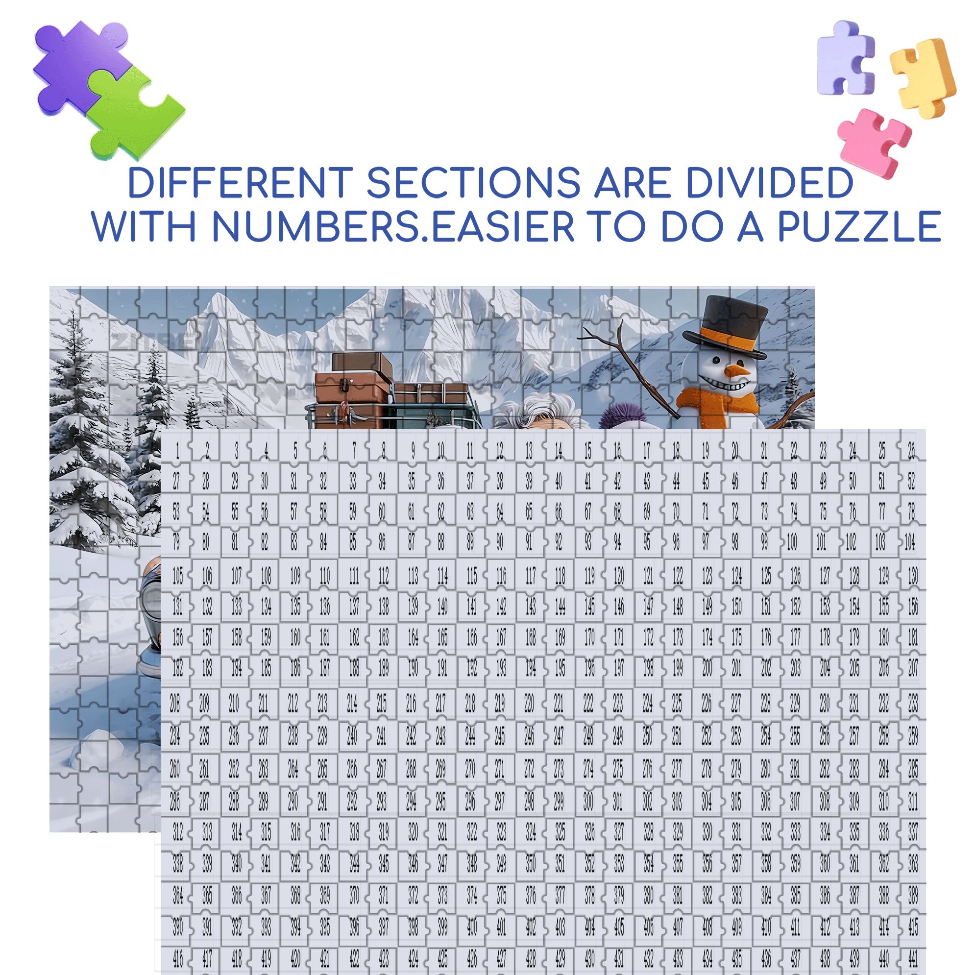 Snow Mountain Friends 500pcs/1000pcs Jigsaw Puzzle, Scratch-Resistant, Interactive Family Game & Brain-Boosting DIY Decor, Perfect for Halloween, Christmas & New Year Gifts, Family Puzzle Game