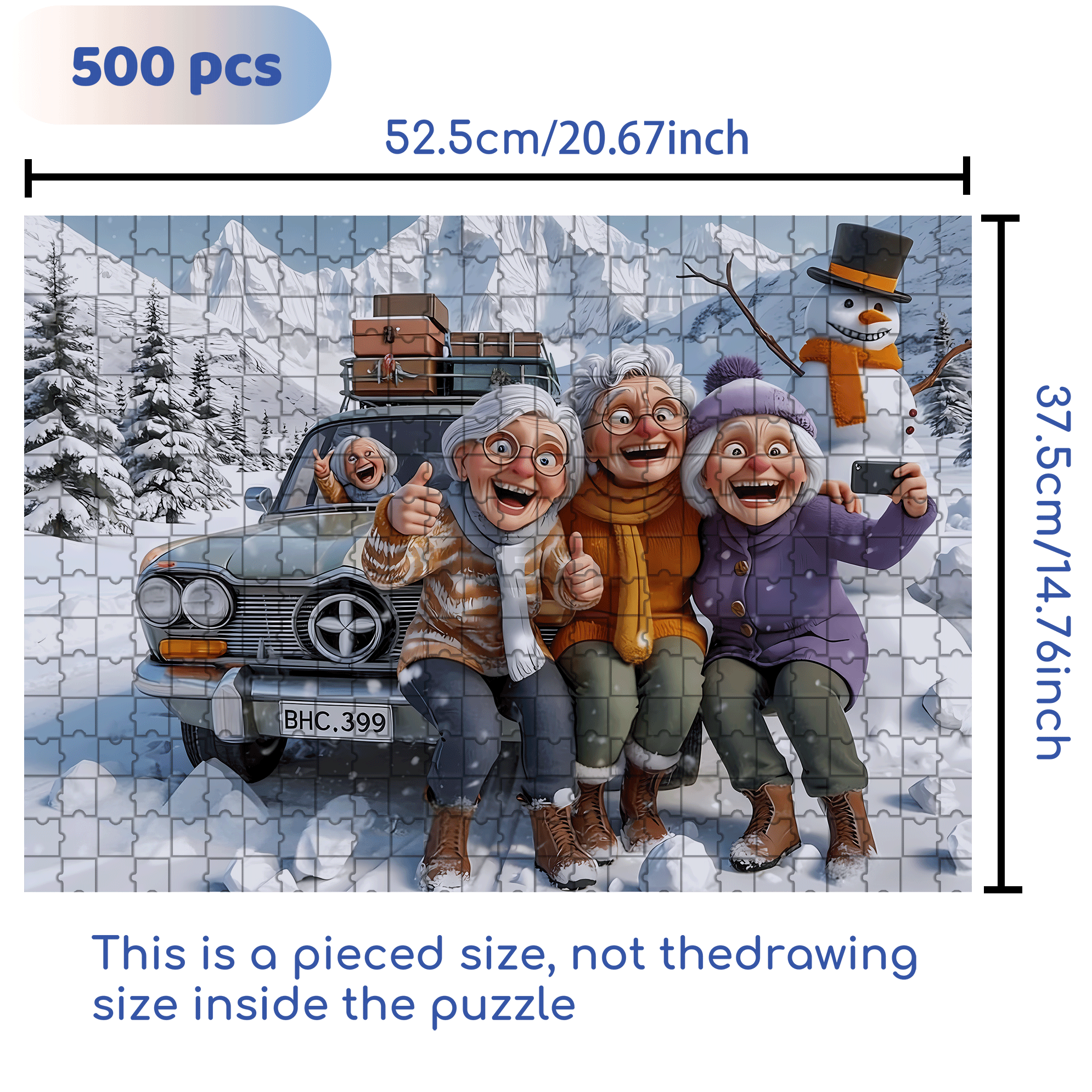 Snow Mountain Friends 500pcs/1000pcs Jigsaw Puzzle, Scratch-Resistant, Interactive Family Game & Brain-Boosting DIY Decor, Perfect for Halloween, Christmas & New Year Gifts, Family Puzzle Game