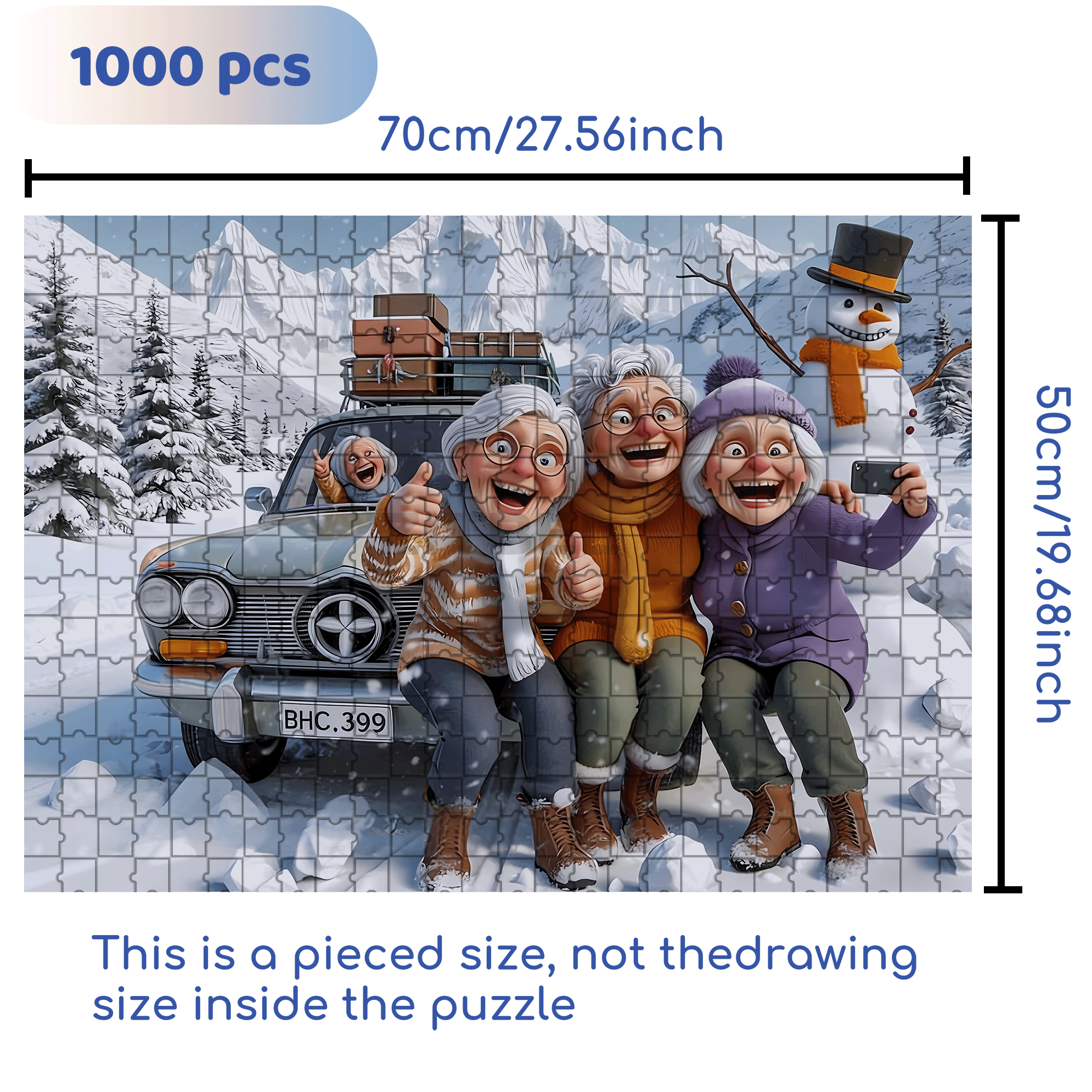 Snow Mountain Friends 500pcs/1000pcs Jigsaw Puzzle, Scratch-Resistant, Interactive Family Game & Brain-Boosting DIY Decor, Perfect for Halloween, Christmas & New Year Gifts, Family Puzzle Game