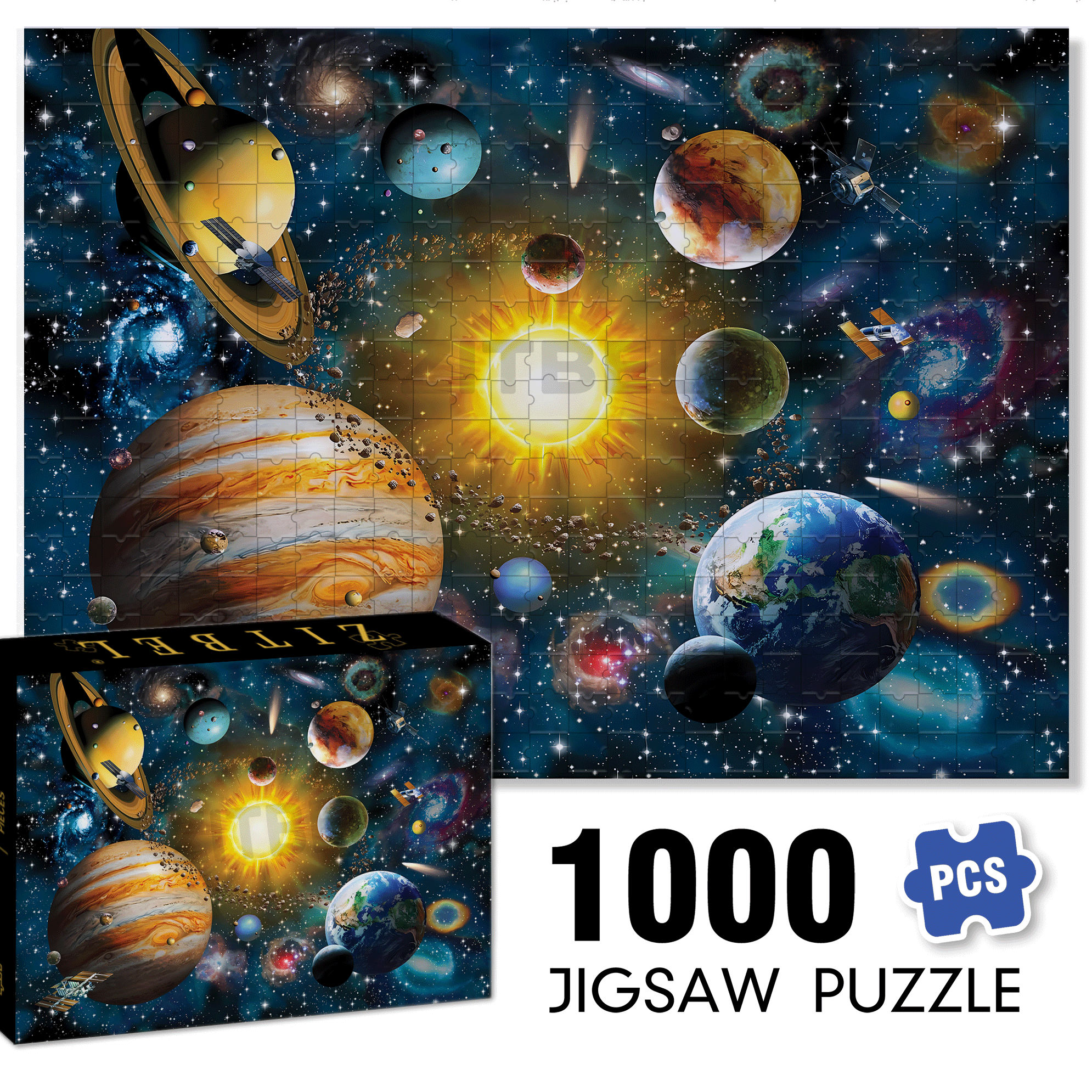 Solar System 500pcs/1000pcs Jigsaw Puzzle, Scratch-Resistant, Interactive Family Game & Brain-Boosting DIY Decor, Perfect for Halloween, Christmas & New Year Gifts, Family Puzzle Game