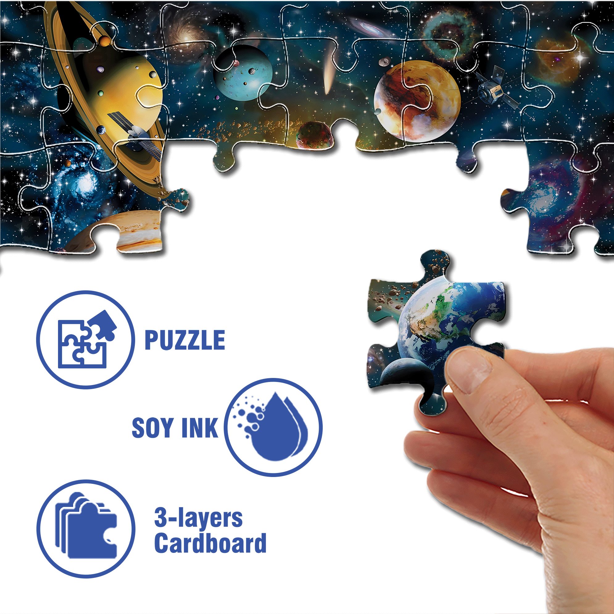 Solar System 500pcs/1000pcs Jigsaw Puzzle, Scratch-Resistant, Interactive Family Game & Brain-Boosting DIY Decor, Perfect for Halloween, Christmas & New Year Gifts, Family Puzzle Game