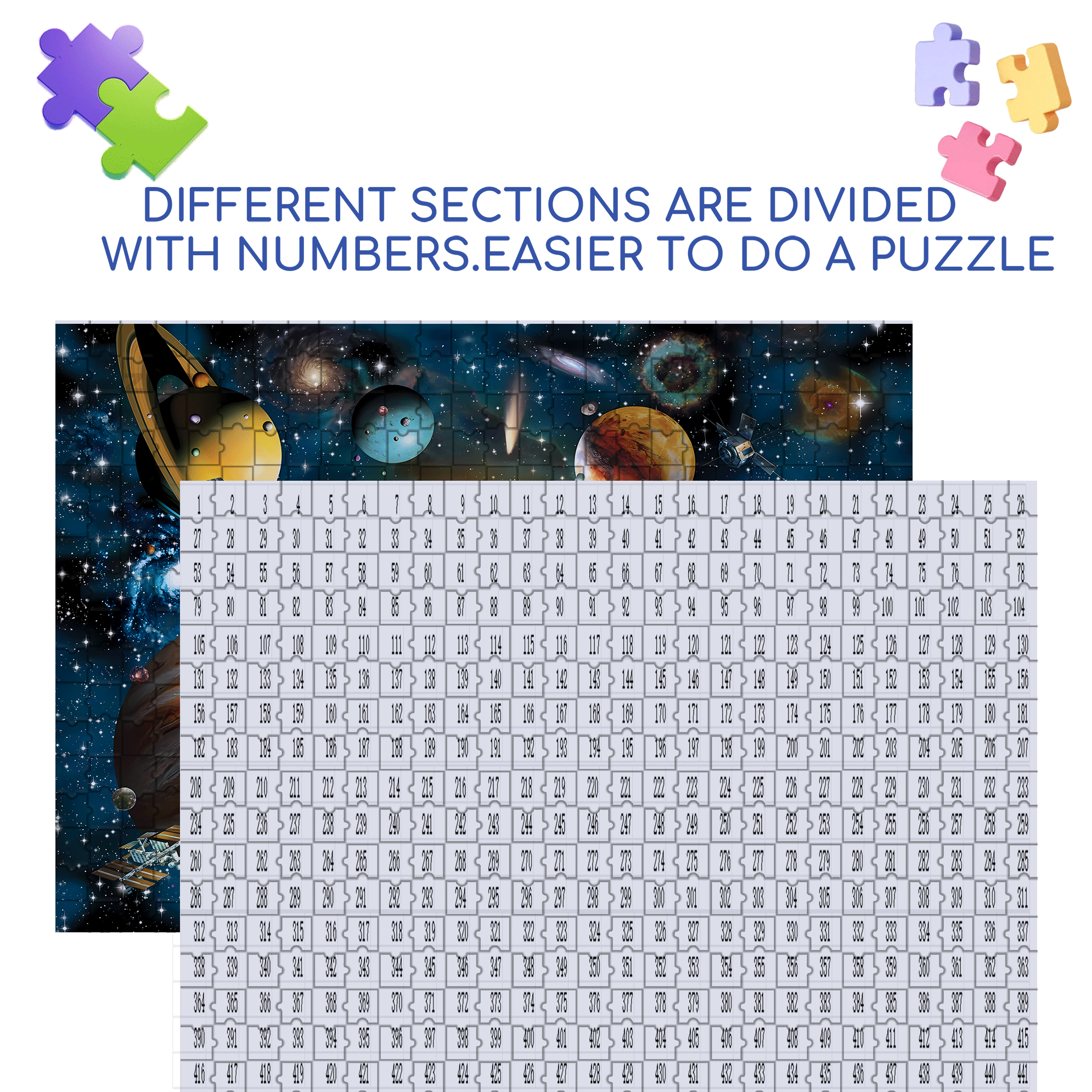 Solar System 500pcs/1000pcs Jigsaw Puzzle, Scratch-Resistant, Interactive Family Game & Brain-Boosting DIY Decor, Perfect for Halloween, Christmas & New Year Gifts, Family Puzzle Game