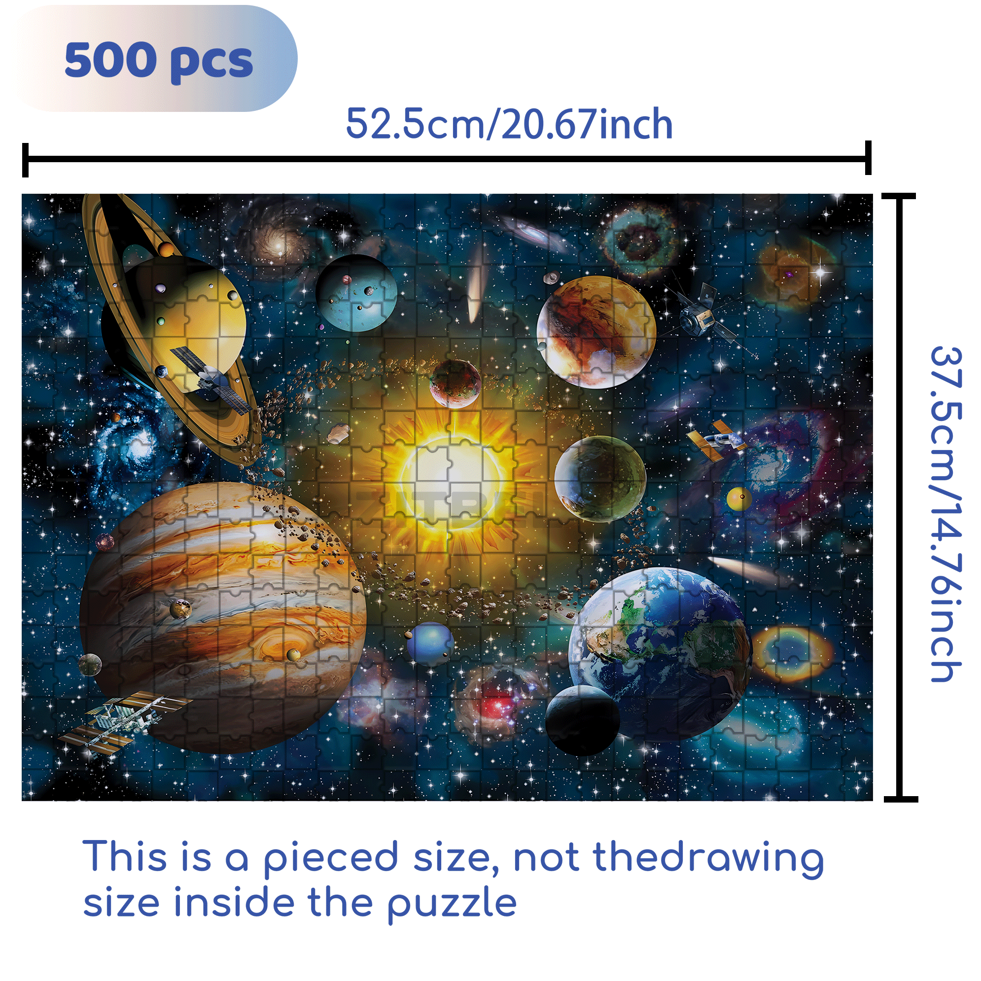 Solar System 500pcs/1000pcs Jigsaw Puzzle, Scratch-Resistant, Interactive Family Game & Brain-Boosting DIY Decor, Perfect for Halloween, Christmas & New Year Gifts, Family Puzzle Game