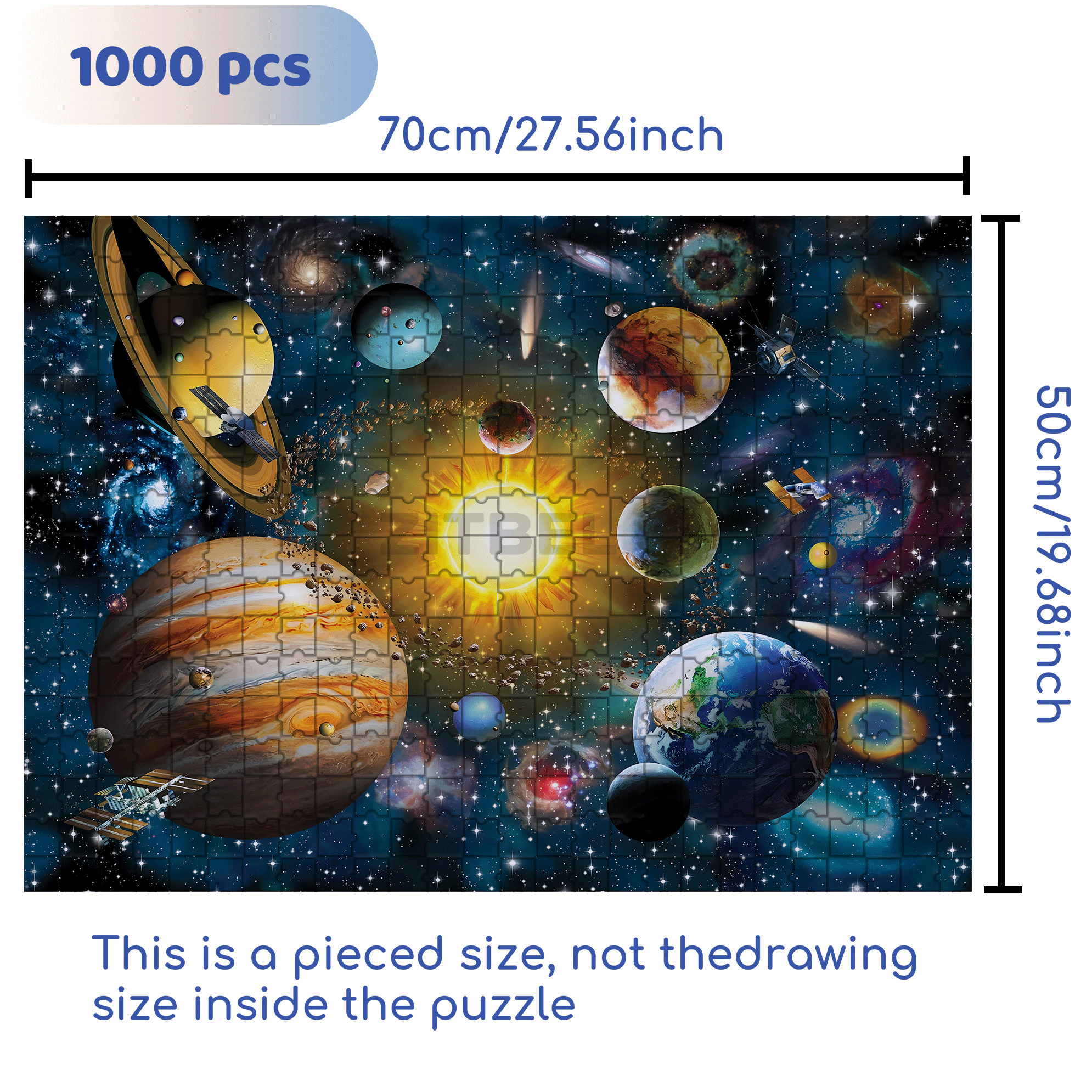 Solar System 500pcs/1000pcs Jigsaw Puzzle, Scratch-Resistant, Interactive Family Game & Brain-Boosting DIY Decor, Perfect for Halloween, Christmas & New Year Gifts, Family Puzzle Game