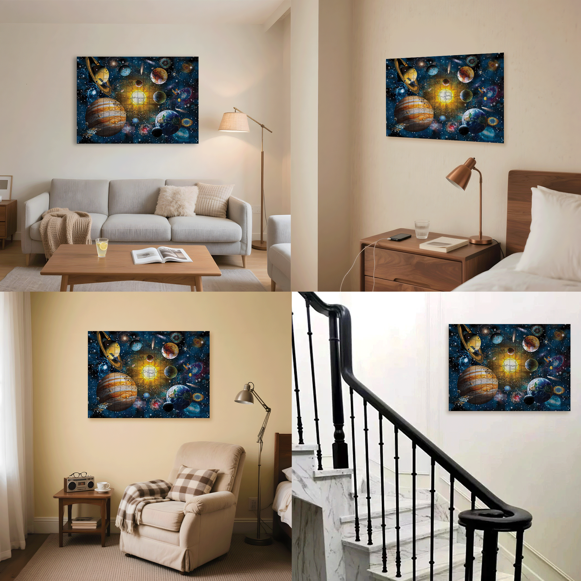 Solar System 500pcs/1000pcs Jigsaw Puzzle, Scratch-Resistant, Interactive Family Game & Brain-Boosting DIY Decor, Perfect for Halloween, Christmas & New Year Gifts, Family Puzzle Game