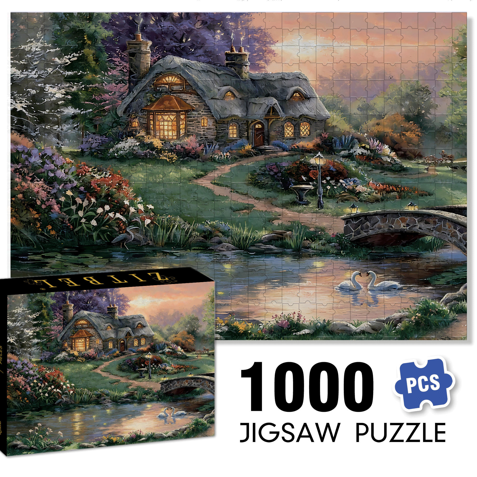 Sweetheart Retreat 500pcs/1000pcs Jigsaw Puzzle, Scratch-Resistant, Interactive Family Game & Brain-Boosting DIY Decor, Perfect for Halloween, Christmas & New Year Gifts, Family Puzzle Game