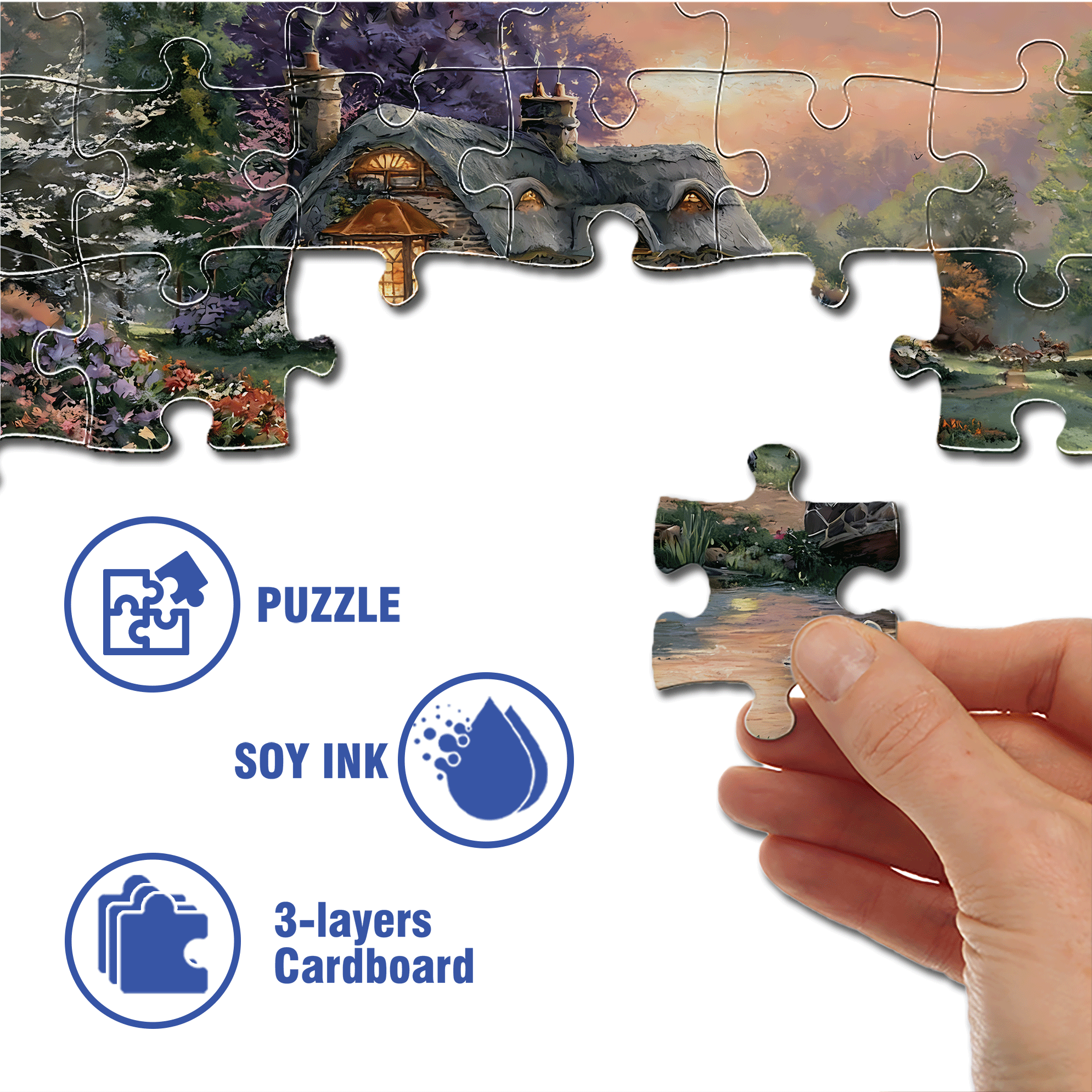 Sweetheart Retreat 500pcs/1000pcs Jigsaw Puzzle, Scratch-Resistant, Interactive Family Game & Brain-Boosting DIY Decor, Perfect for Halloween, Christmas & New Year Gifts, Family Puzzle Game