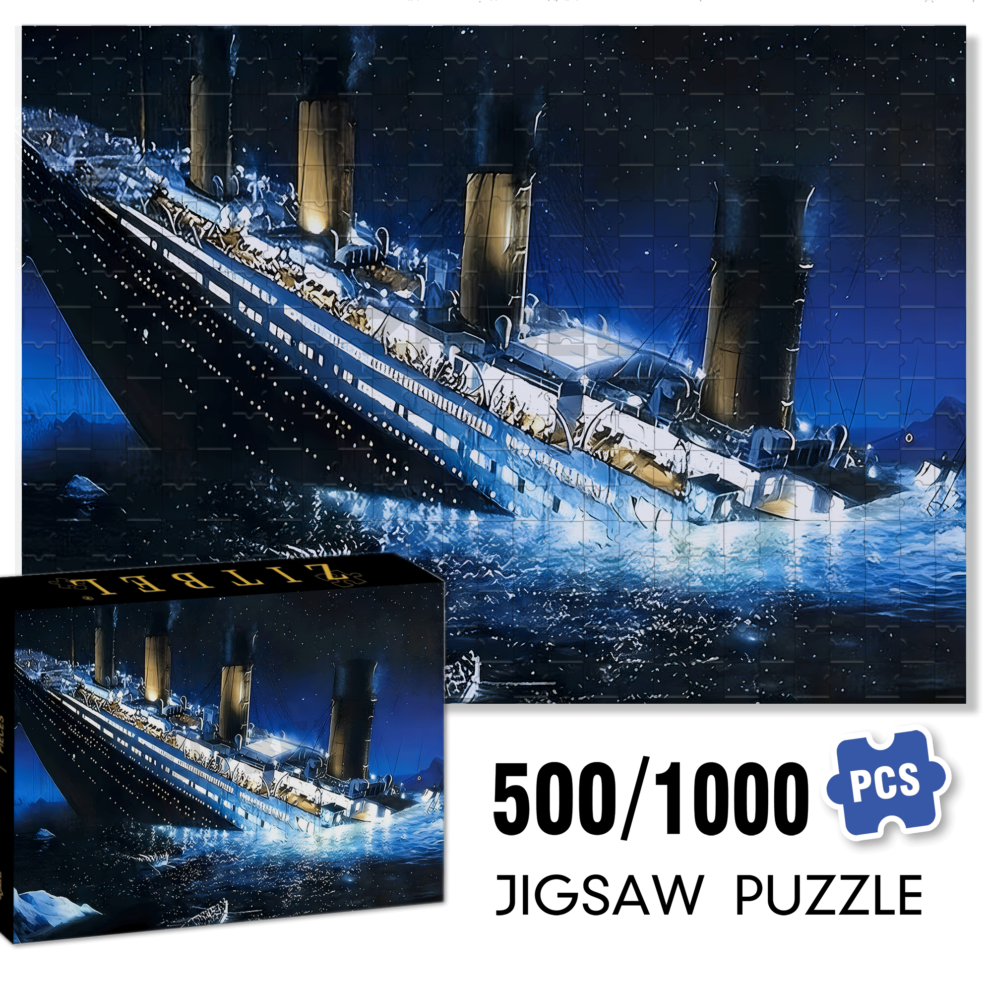 The Tragedy of the Ocean 500pcs/1000pcs Jigsaw Puzzle, Scratch-Resistant, Interactive Family Game & Brain-Boosting DIY Decor, Perfect for Halloween, Christmas & New Year Gifts, Family Puzzle Game