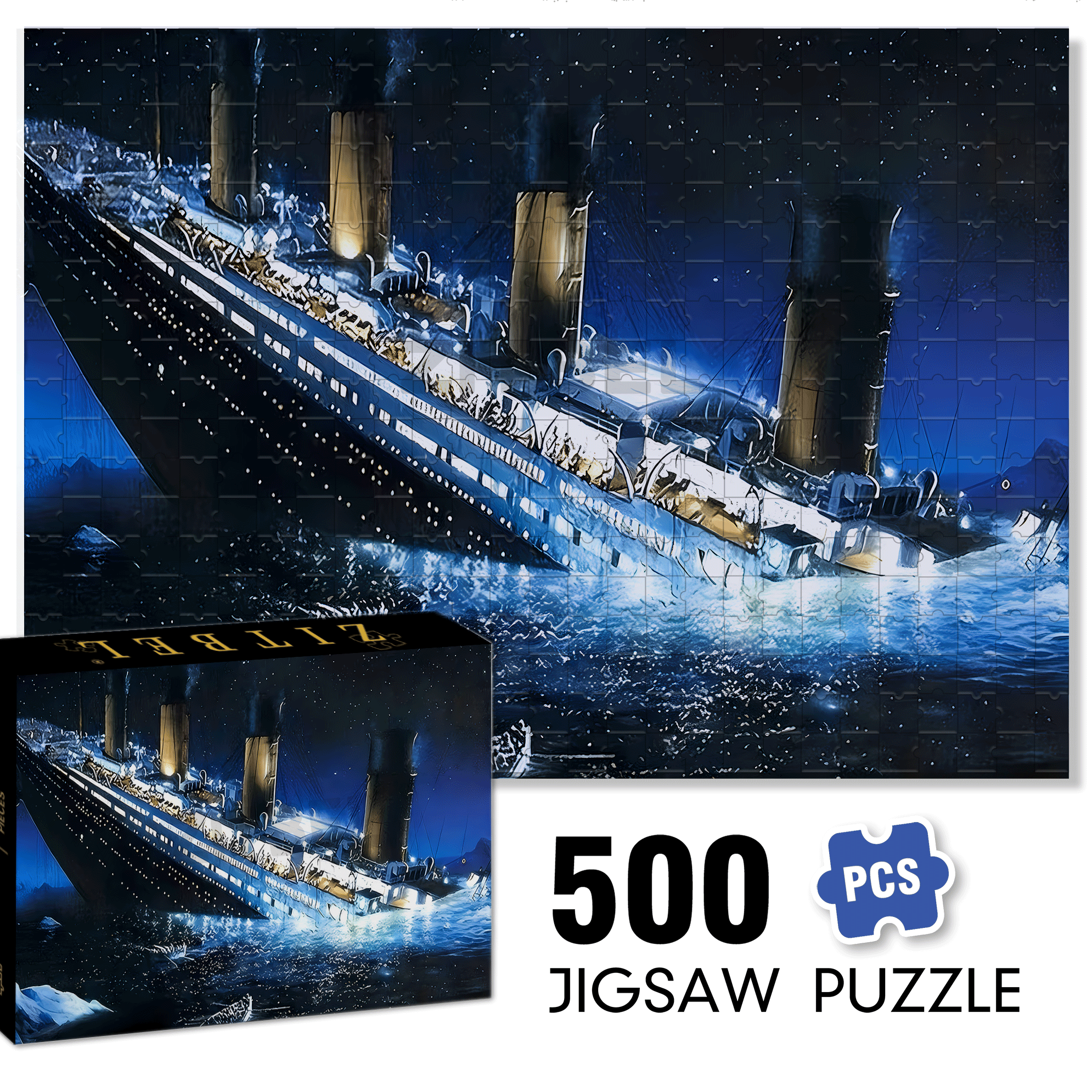 The Tragedy of the Ocean 500pcs/1000pcs Jigsaw Puzzle, Scratch-Resistant, Interactive Family Game & Brain-Boosting DIY Decor, Perfect for Halloween, Christmas & New Year Gifts, Family Puzzle Game