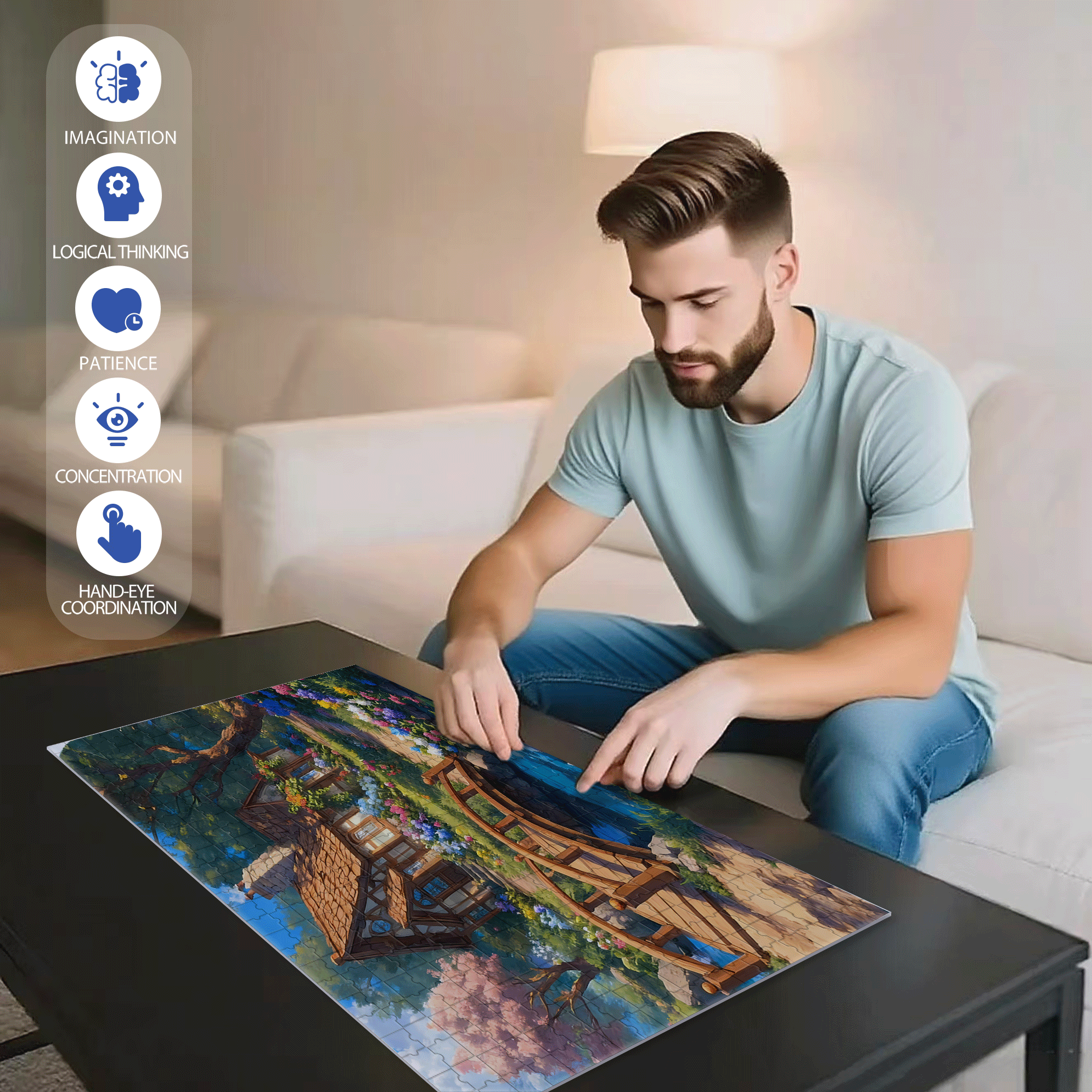 The Wizard of Oz's Residence 500pcs/1000pcs Jigsaw Puzzle, Scratch-Resistant, Interactive Family Game & Brain-Boosting DIY Decor, Perfect for Halloween, Christmas & New Year Gifts, Family Puzzle Game
