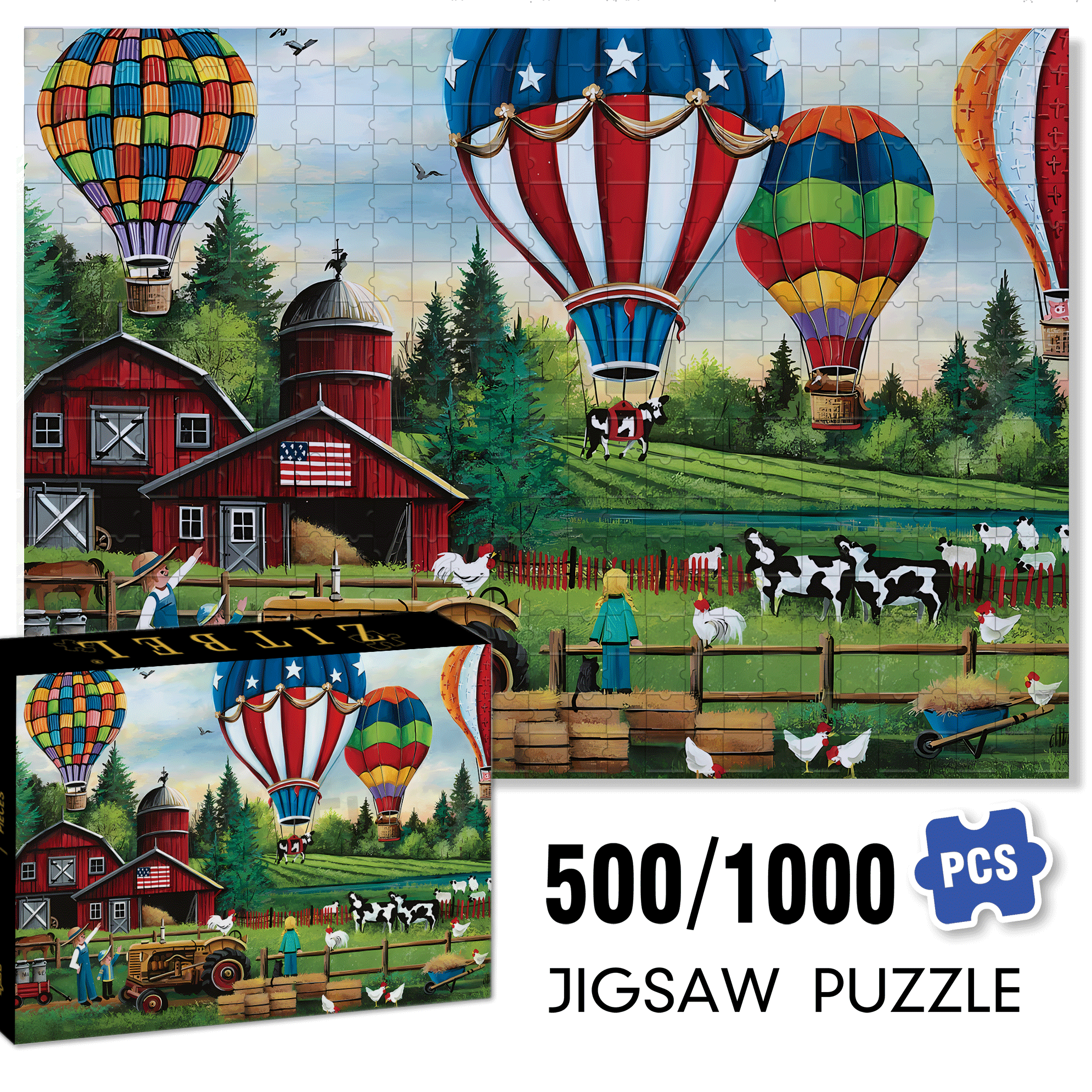 Up Up And Away 500pcs/1000pcs Jigsaw Puzzle, Scratch-Resistant, Interactive Family Game & Brain-Boosting DIY Decor, Perfect for Halloween, Christmas & New Year Gifts, Family Puzzle Game