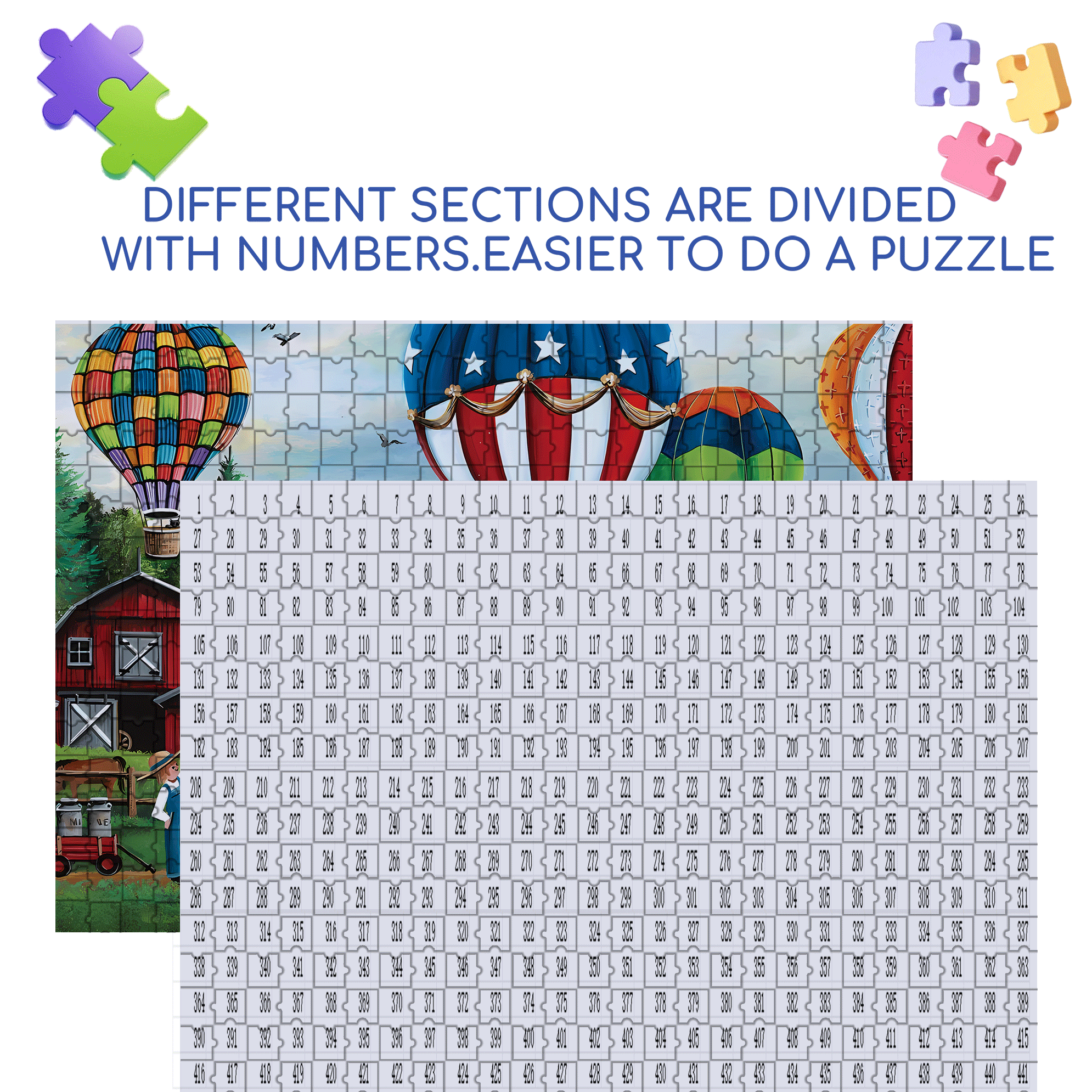 Up Up And Away 500pcs/1000pcs Jigsaw Puzzle, Scratch-Resistant, Interactive Family Game & Brain-Boosting DIY Decor, Perfect for Halloween, Christmas & New Year Gifts, Family Puzzle Game