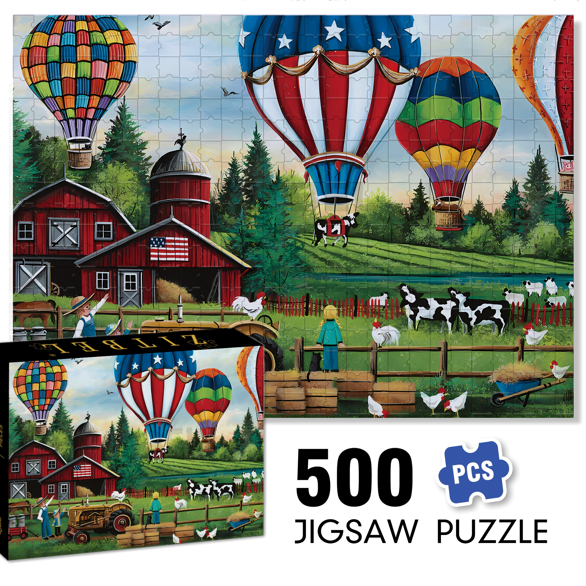 Up Up And Away 500pcs/1000pcs Jigsaw Puzzle, Scratch-Resistant, Interactive Family Game & Brain-Boosting DIY Decor, Perfect for Halloween, Christmas & New Year Gifts, Family Puzzle Game