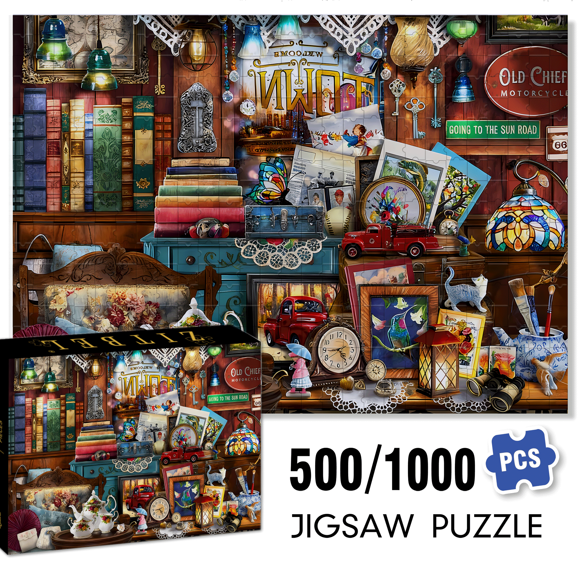 Vintage General Store 500pcs/1000pcs Jigsaw Puzzle, Scratch-Resistant, Interactive Family Game & Brain-Boosting DIY Decor, Perfect for Halloween, Christmas & New Year Gifts, Family Puzzle Game
