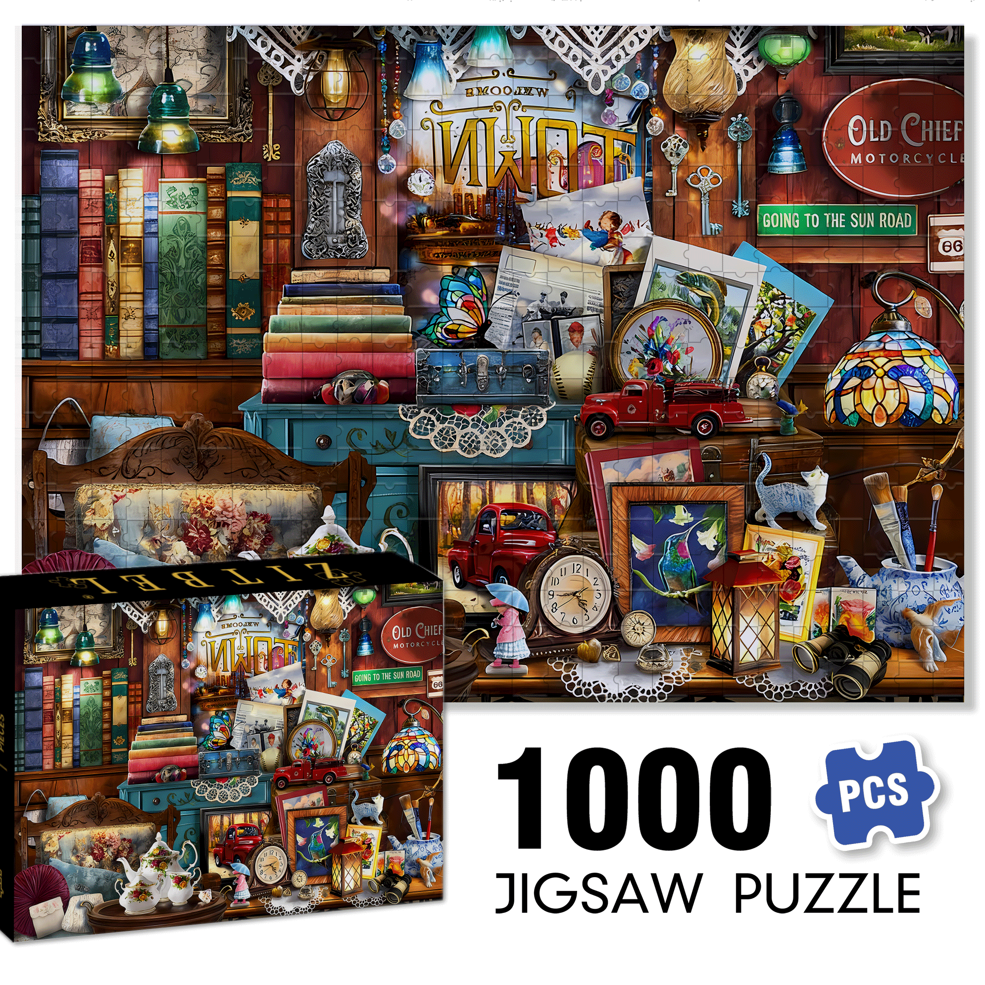 Vintage General Store 500pcs/1000pcs Jigsaw Puzzle, Scratch-Resistant, Interactive Family Game & Brain-Boosting DIY Decor, Perfect for Halloween, Christmas & New Year Gifts, Family Puzzle Game