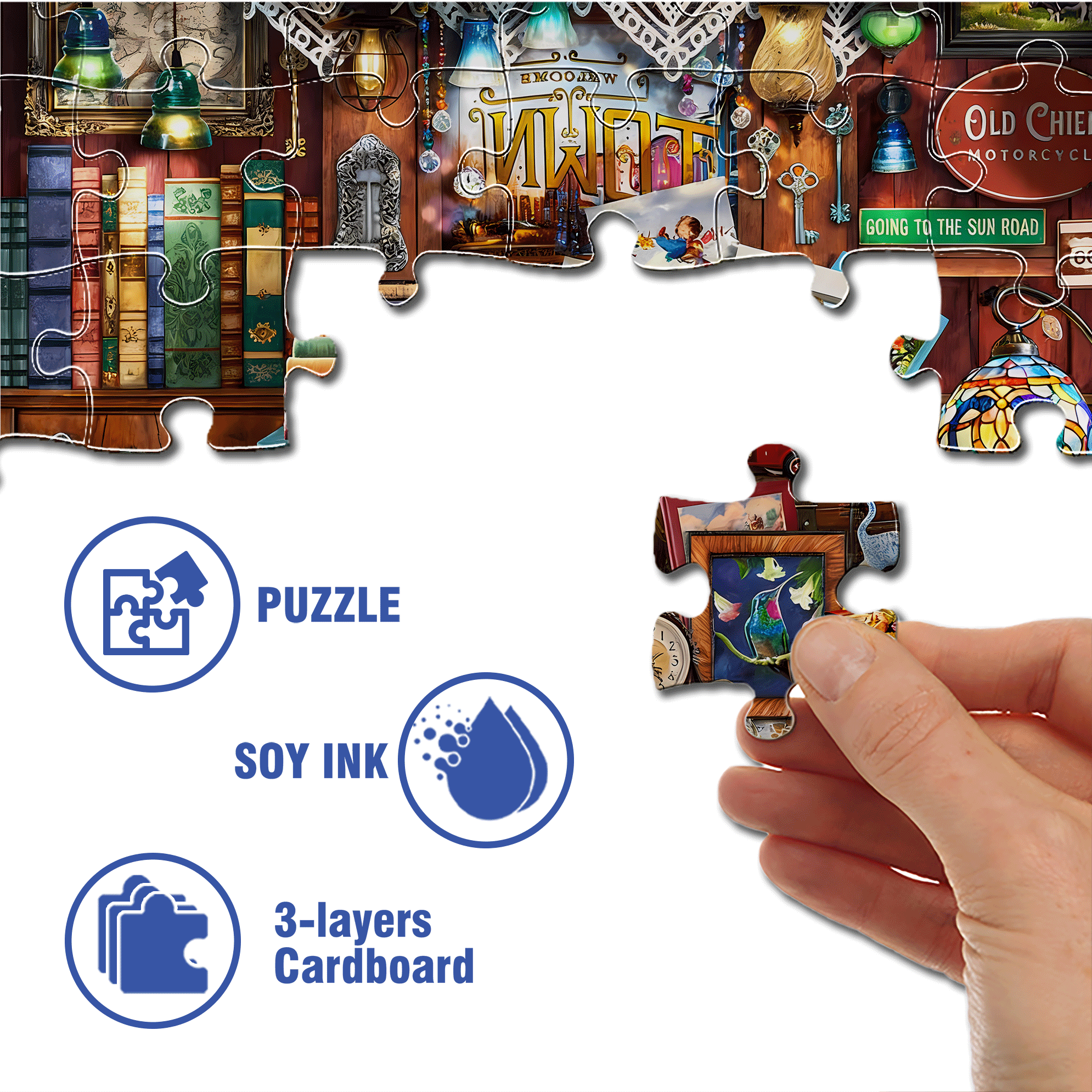 Vintage General Store 500pcs/1000pcs Jigsaw Puzzle, Scratch-Resistant, Interactive Family Game & Brain-Boosting DIY Decor, Perfect for Halloween, Christmas & New Year Gifts, Family Puzzle Game