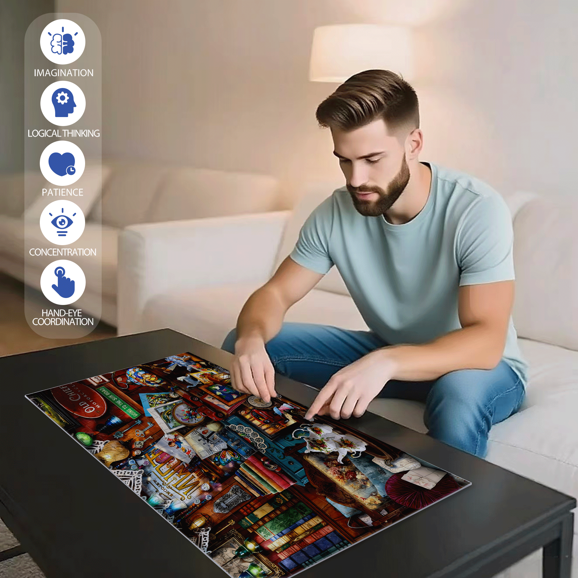 Vintage General Store 500pcs/1000pcs Jigsaw Puzzle, Scratch-Resistant, Interactive Family Game & Brain-Boosting DIY Decor, Perfect for Halloween, Christmas & New Year Gifts, Family Puzzle Game