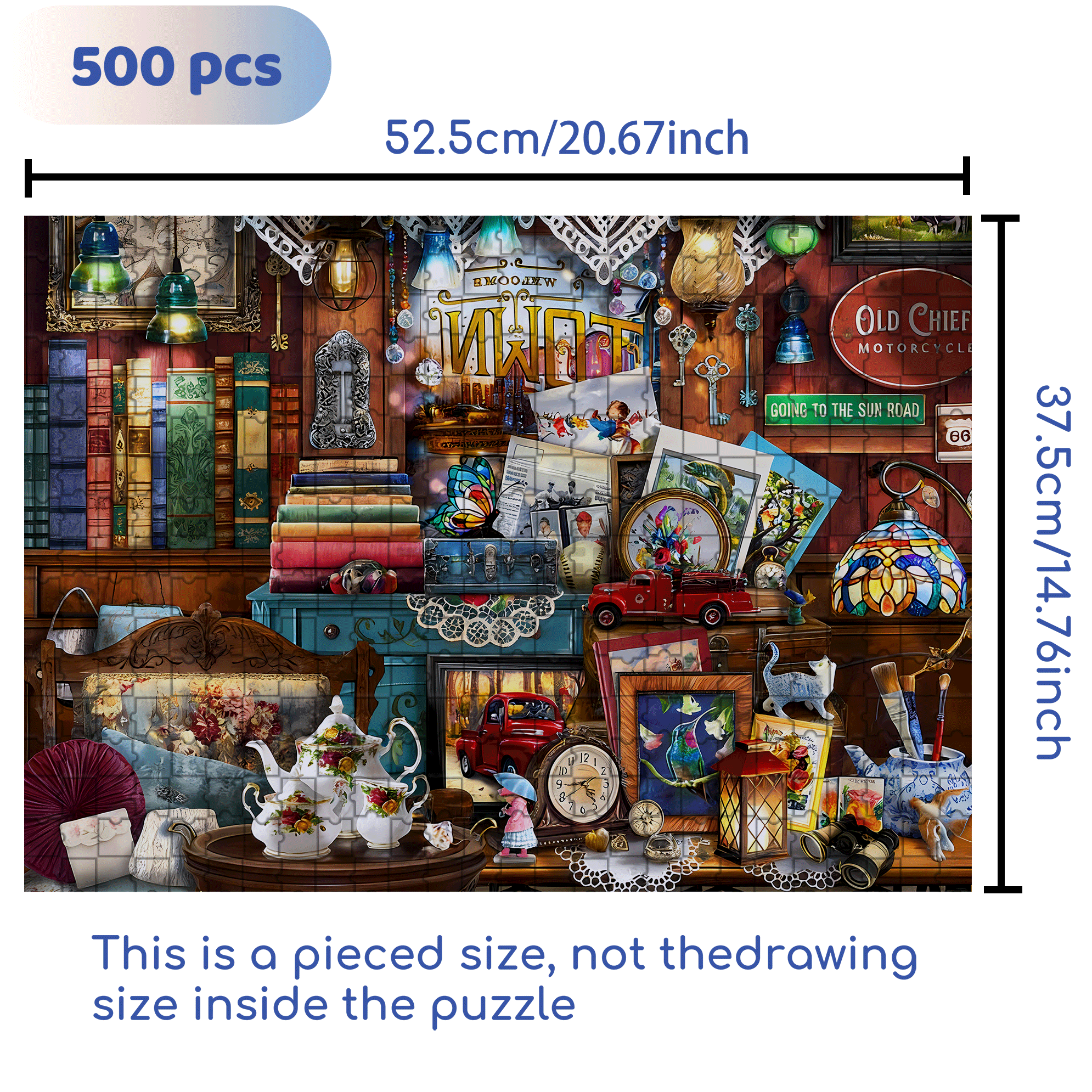 Vintage General Store 500pcs/1000pcs Jigsaw Puzzle, Scratch-Resistant, Interactive Family Game & Brain-Boosting DIY Decor, Perfect for Halloween, Christmas & New Year Gifts, Family Puzzle Game