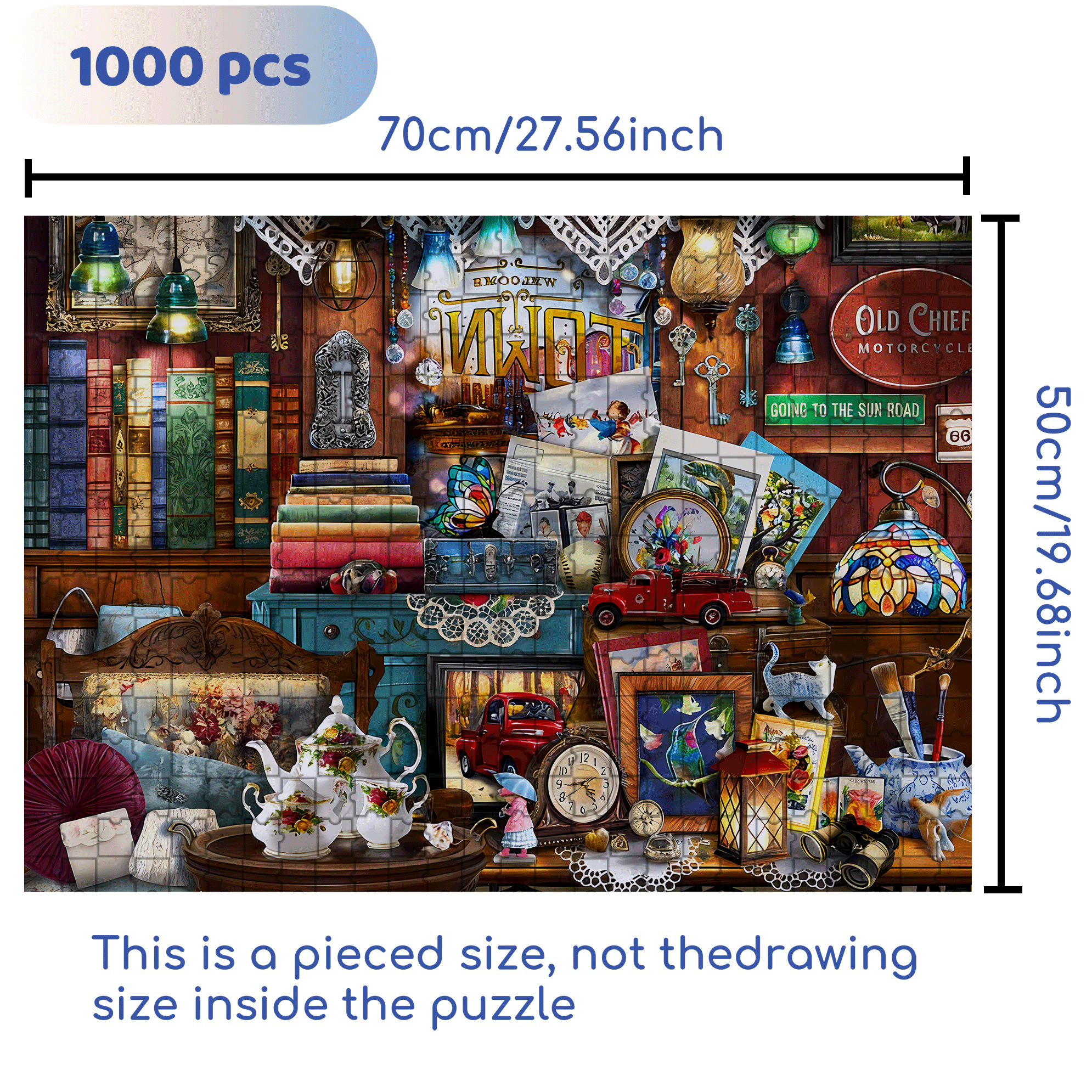 Vintage General Store 500pcs/1000pcs Jigsaw Puzzle, Scratch-Resistant, Interactive Family Game & Brain-Boosting DIY Decor, Perfect for Halloween, Christmas & New Year Gifts, Family Puzzle Game