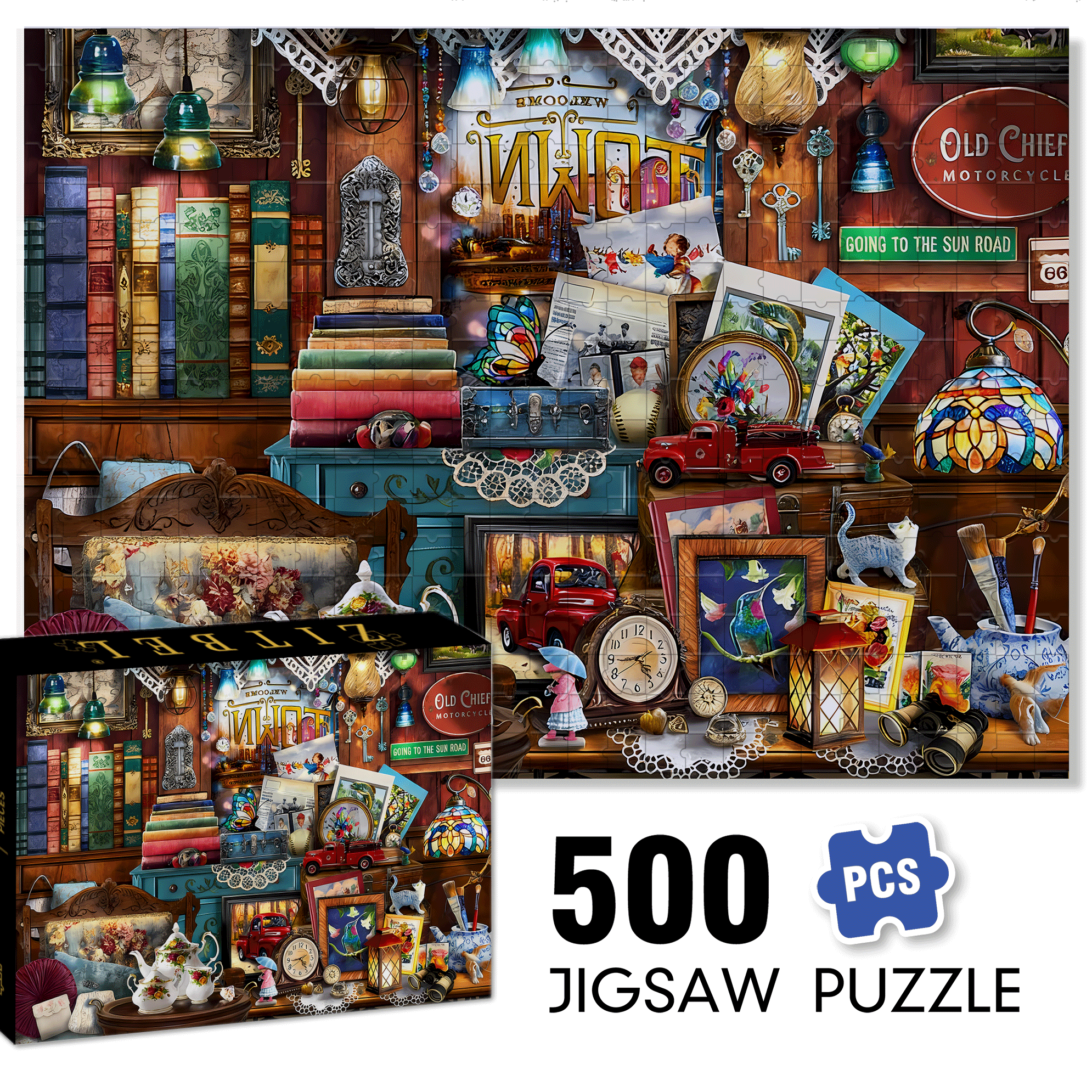Vintage General Store 500pcs/1000pcs Jigsaw Puzzle, Scratch-Resistant, Interactive Family Game & Brain-Boosting DIY Decor, Perfect for Halloween, Christmas & New Year Gifts, Family Puzzle Game