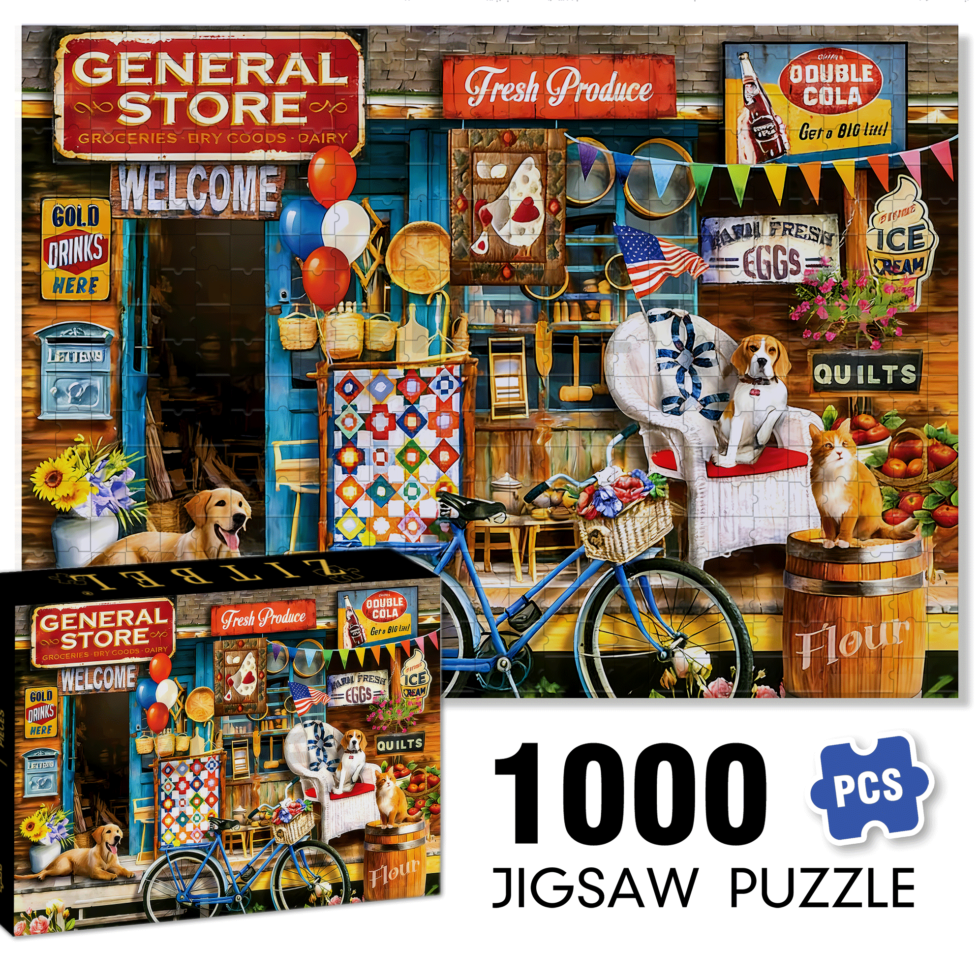 Waiting At The Store 500pcs/1000pcs Jigsaw Puzzle, Scratch-Resistant, Interactive Family Game & Brain-Boosting DIY Decor, Perfect for Halloween, Christmas & New Year Gifts, Family Puzzle Game