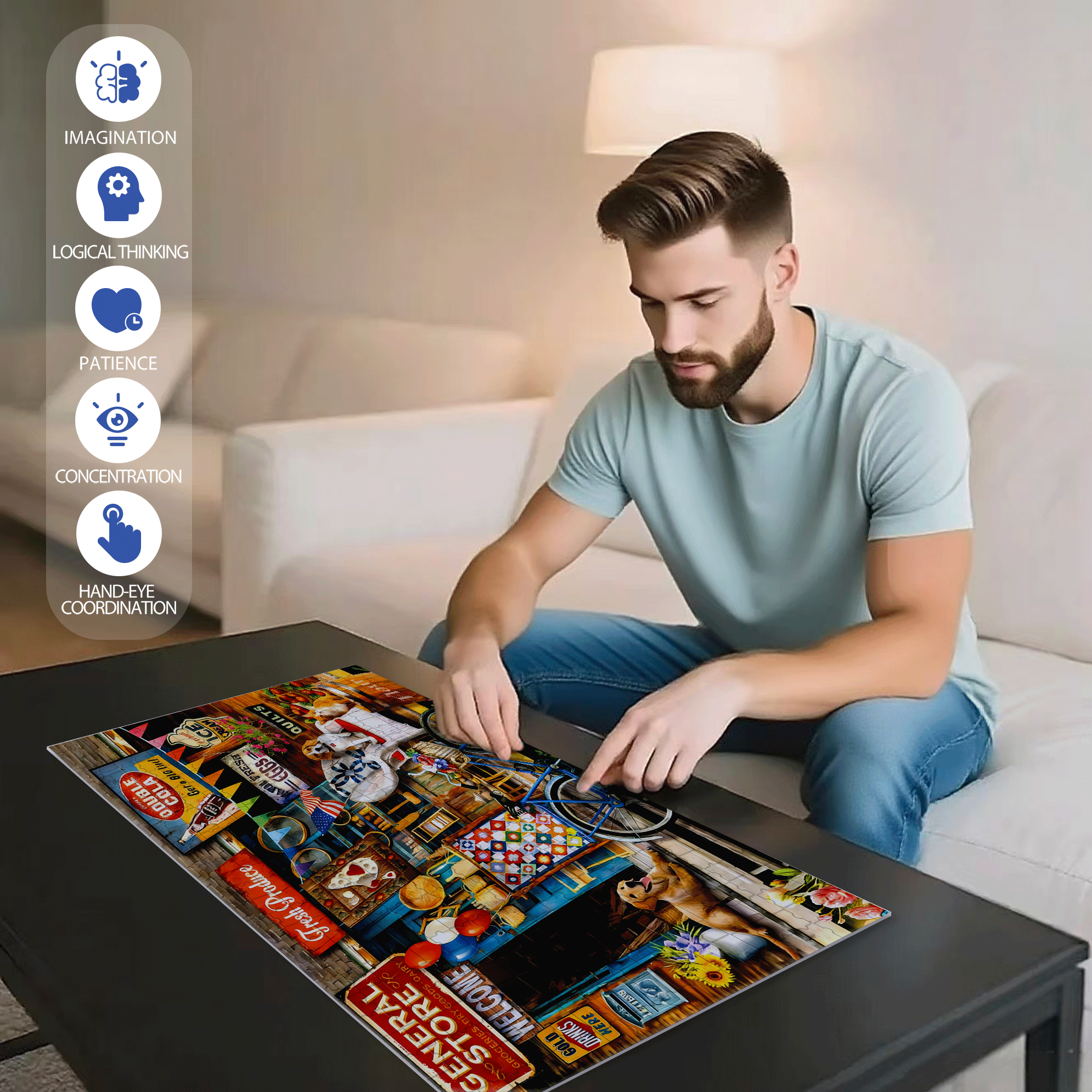 Waiting At The Store 500pcs/1000pcs Jigsaw Puzzle, Scratch-Resistant, Interactive Family Game & Brain-Boosting DIY Decor, Perfect for Halloween, Christmas & New Year Gifts, Family Puzzle Game