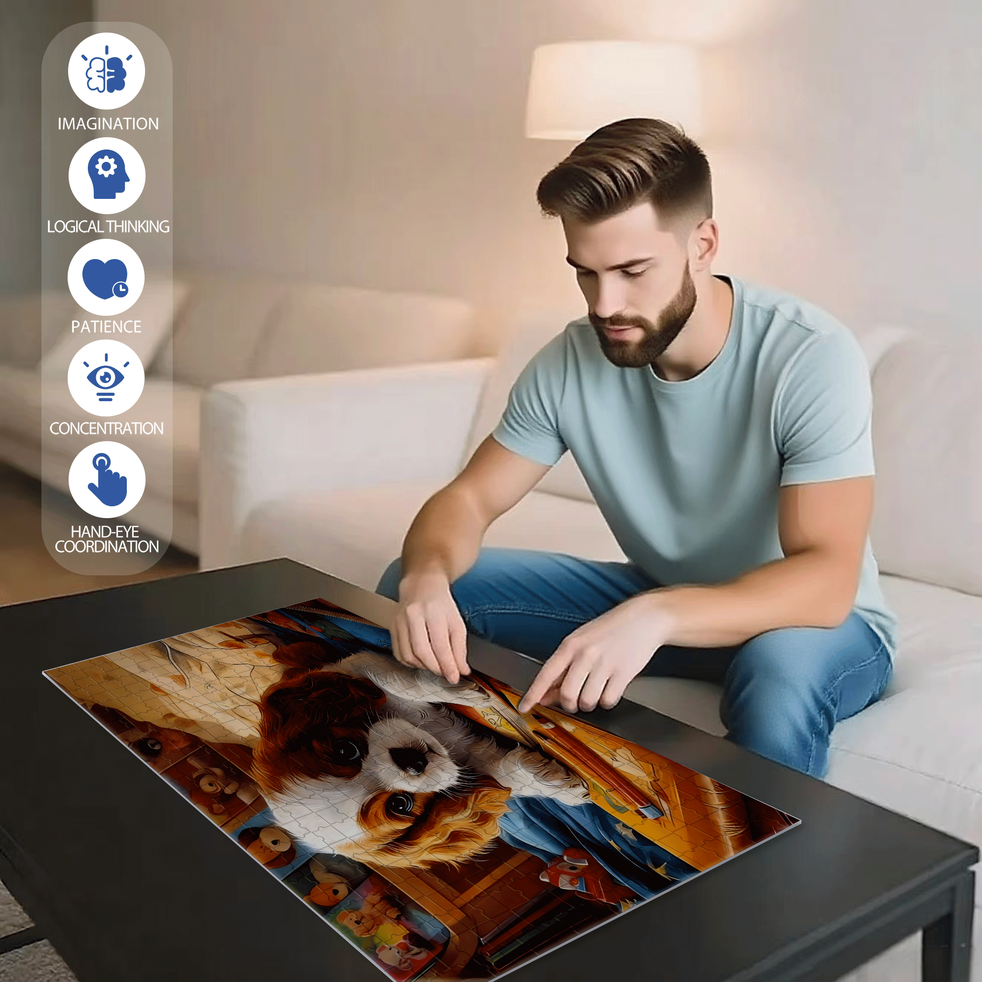 Waiting Patiently For Time To Pass 500pcs/1000pcs Jigsaw Puzzle, Scratch-Resistant, Interactive Family Game & Brain-Boosting DIY Decor, Perfect for Halloween, Christmas & New Year Gifts, Family Puzzle Game