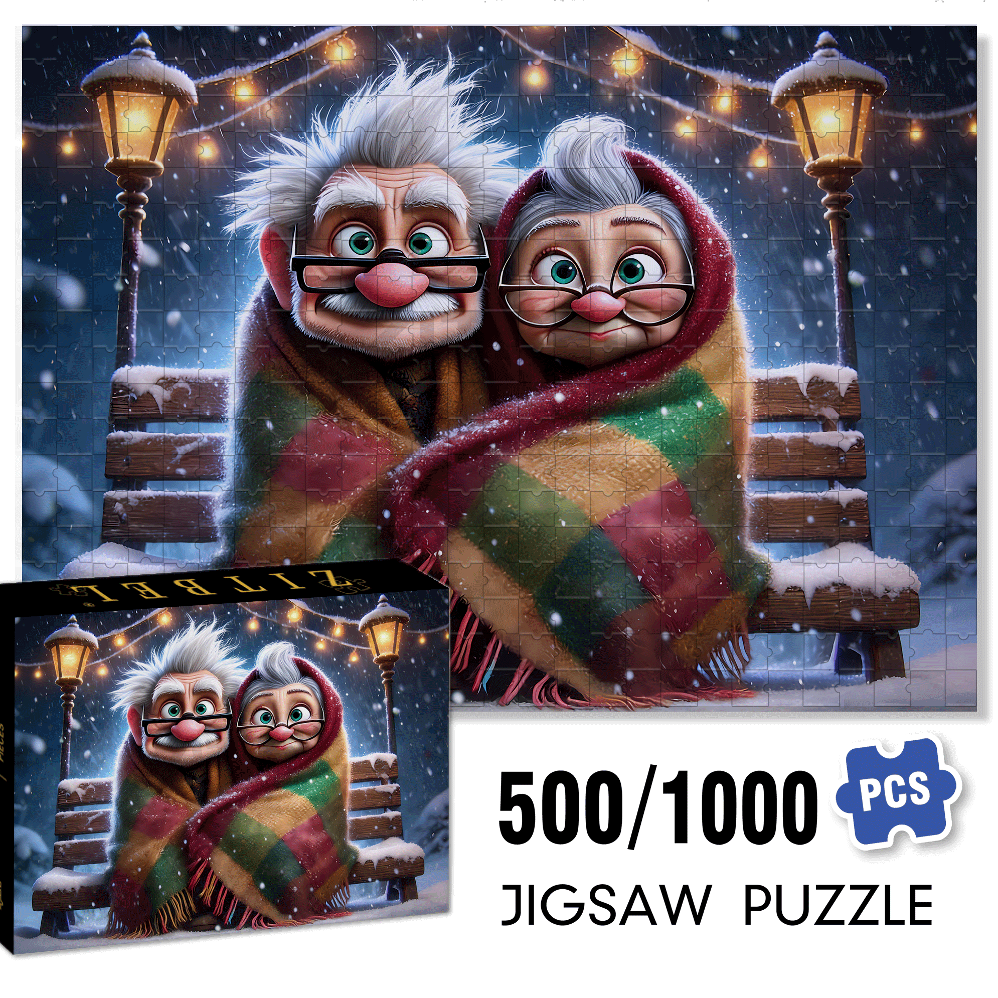 Warmth On A Snowy Night 500pcs/1000pcs Jigsaw Puzzle, Scratch-Resistant, Interactive Family Game & Brain-Boosting DIY Decor, Perfect for Halloween, Christmas & New Year Gifts, Family Puzzle Game