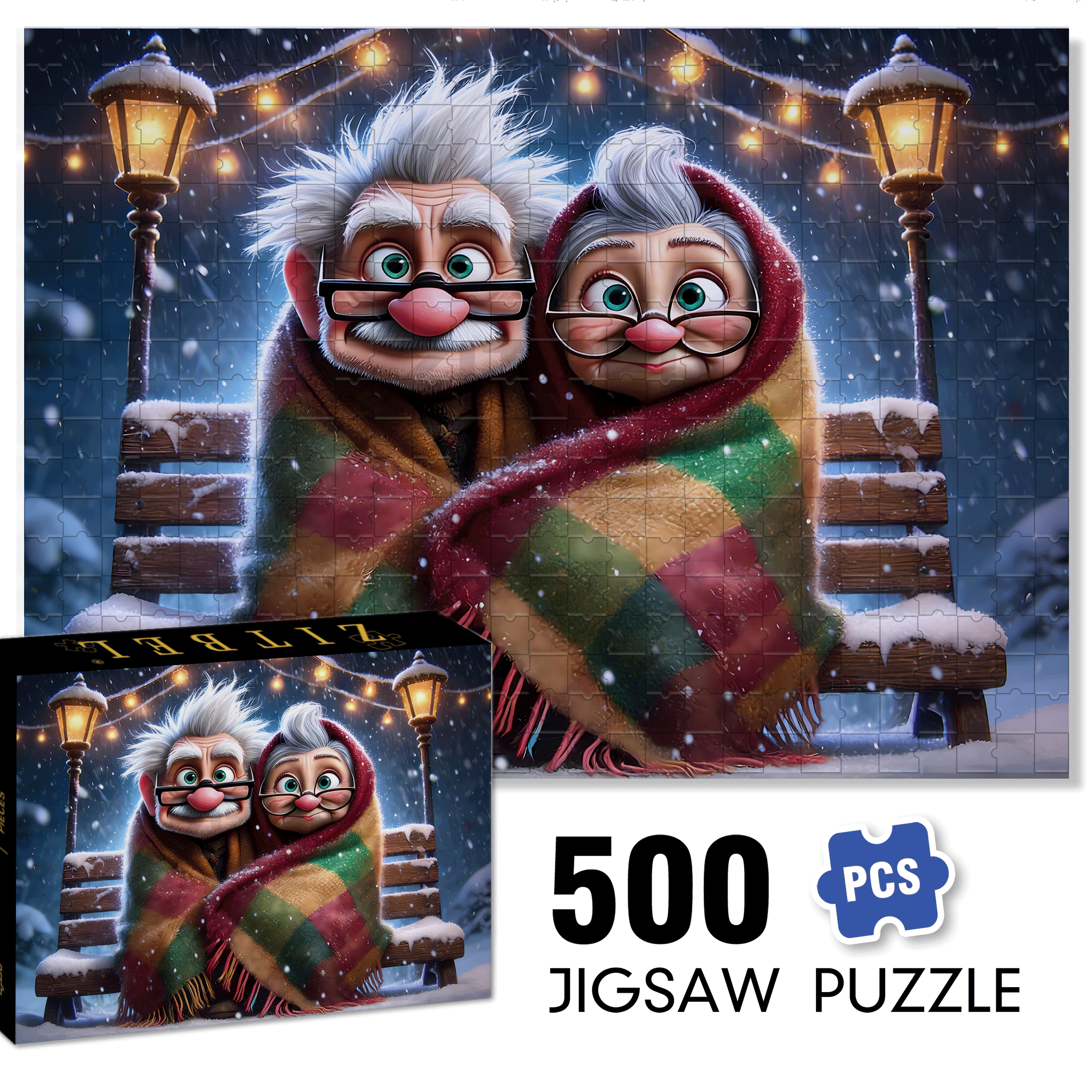 Warmth On A Snowy Night 500pcs/1000pcs Jigsaw Puzzle, Scratch-Resistant, Interactive Family Game & Brain-Boosting DIY Decor, Perfect for Halloween, Christmas & New Year Gifts, Family Puzzle Game