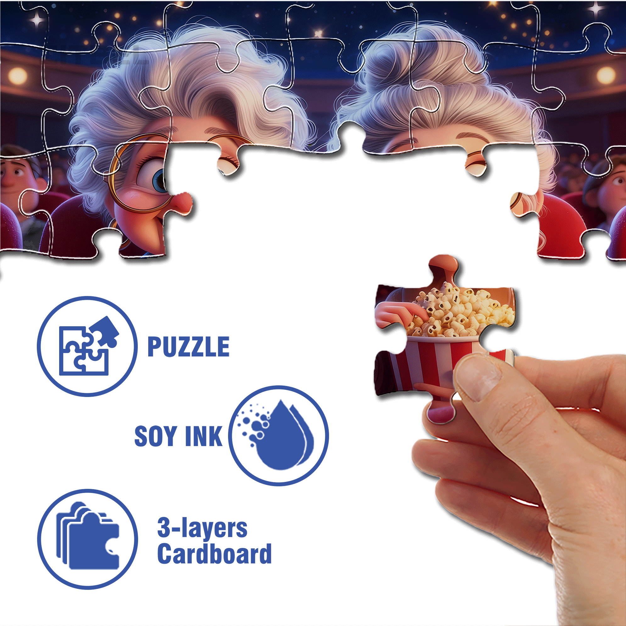 Watching Movies Under The Stars 500pcs/1000pcs Jigsaw Puzzle, Scratch-Resistant, Interactive Family Game & Brain-Boosting DIY Decor, Perfect for Halloween, Christmas & New Year Gifts, Family Puzzle Game