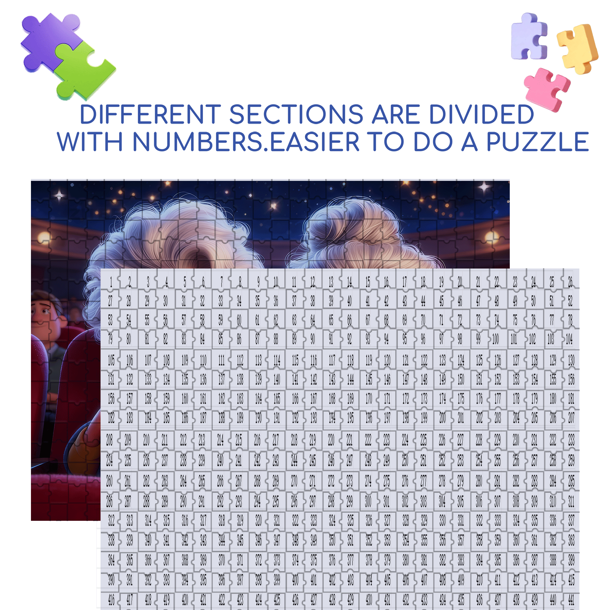 Watching Movies Under The Stars 500pcs/1000pcs Jigsaw Puzzle, Scratch-Resistant, Interactive Family Game & Brain-Boosting DIY Decor, Perfect for Halloween, Christmas & New Year Gifts, Family Puzzle Game