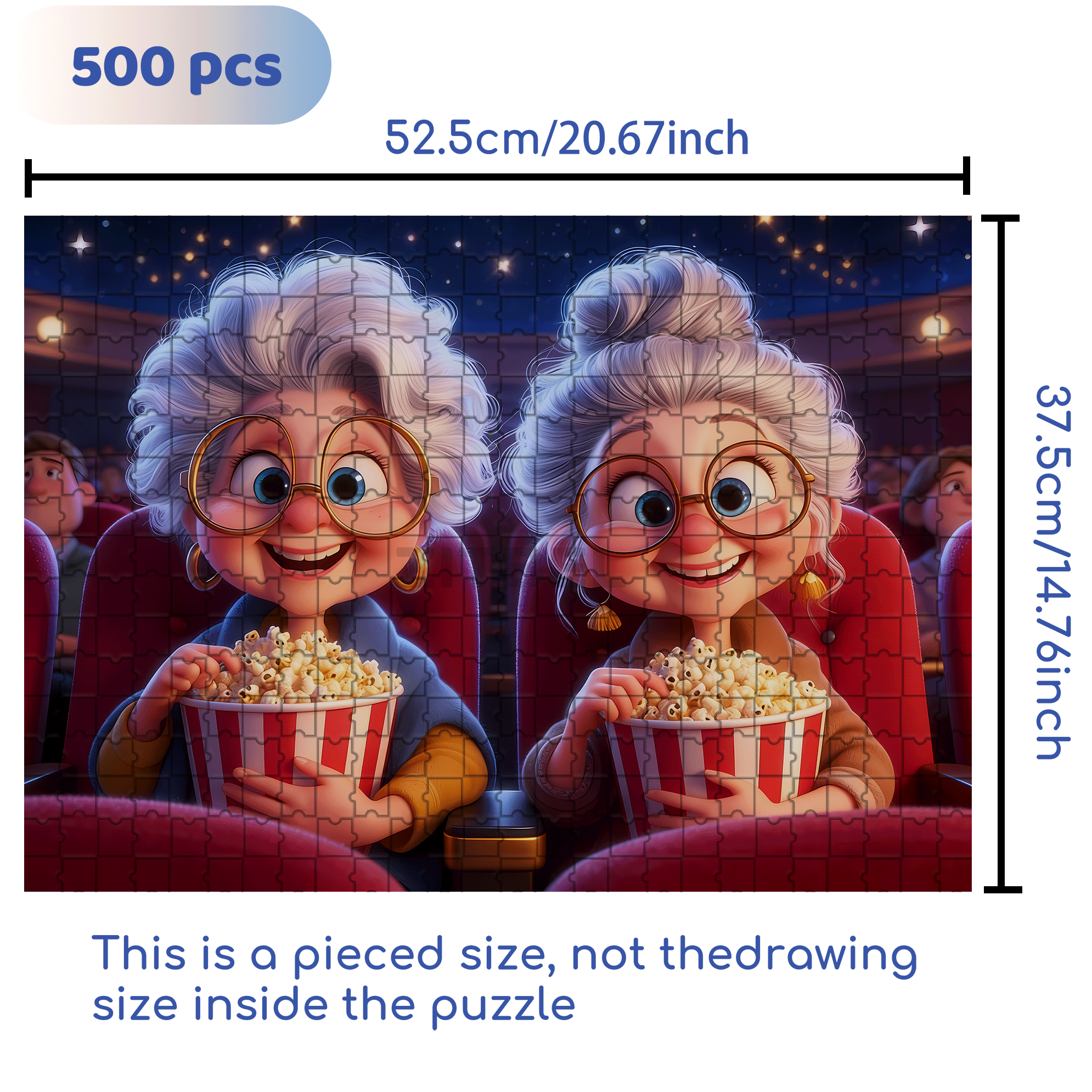 Watching Movies Under The Stars 500pcs/1000pcs Jigsaw Puzzle, Scratch-Resistant, Interactive Family Game & Brain-Boosting DIY Decor, Perfect for Halloween, Christmas & New Year Gifts, Family Puzzle Game