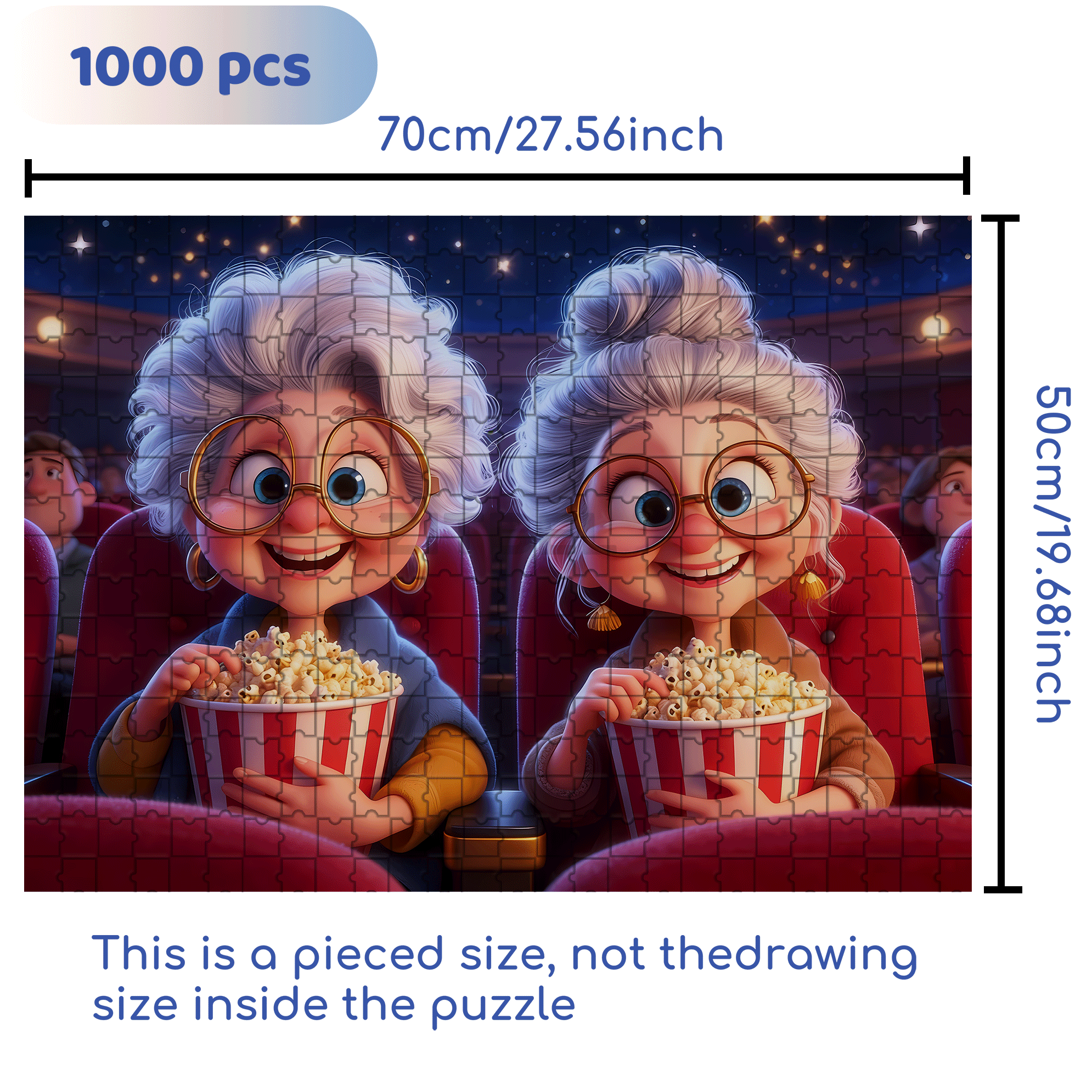 Watching Movies Under The Stars 500pcs/1000pcs Jigsaw Puzzle, Scratch-Resistant, Interactive Family Game & Brain-Boosting DIY Decor, Perfect for Halloween, Christmas & New Year Gifts, Family Puzzle Game