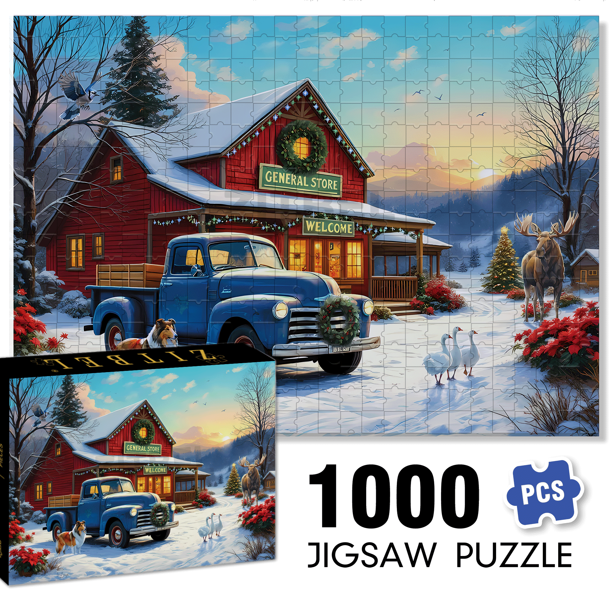 Welcome All General Store 500pcs/1000pcs Jigsaw Puzzle, Scratch-Resistant, Interactive Family Game & Brain-Boosting DIY Decor, Perfect for Halloween, Christmas & New Year Gifts, Family Puzzle Game