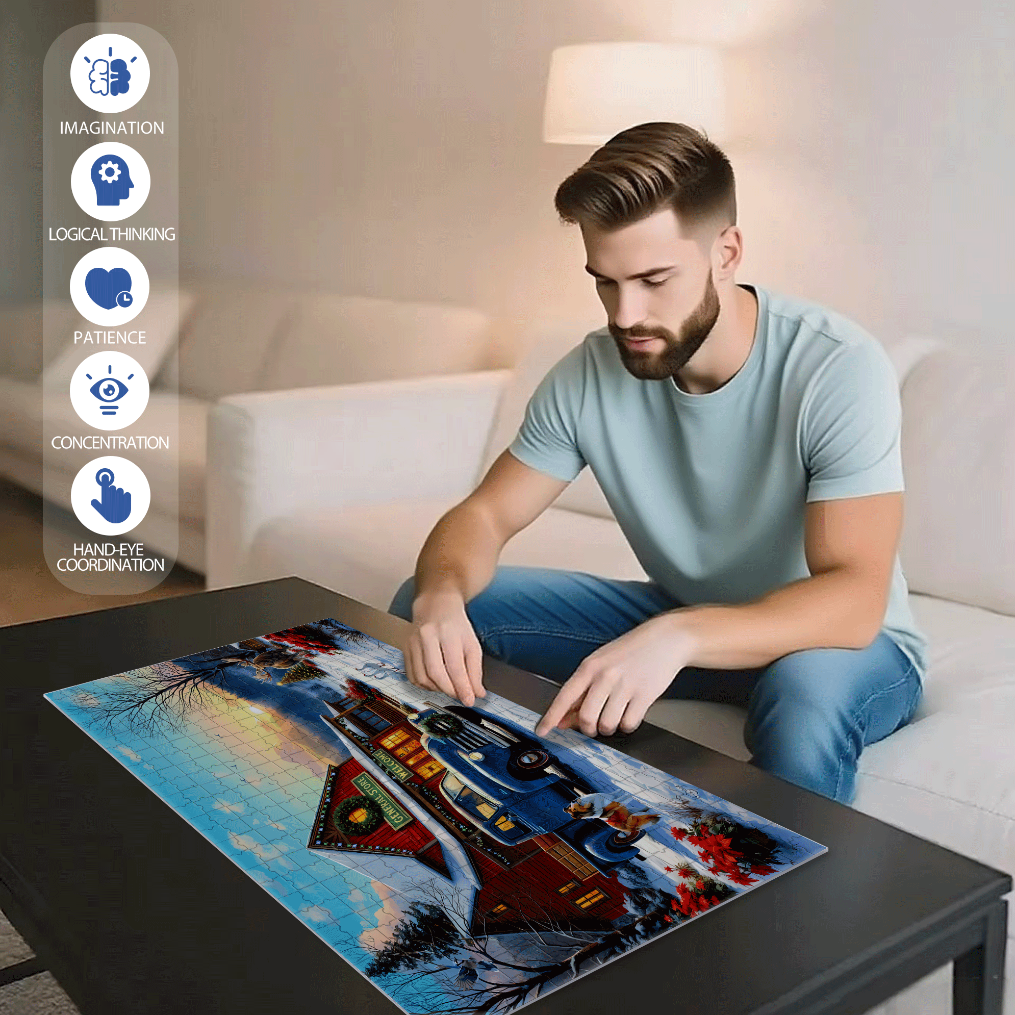 Welcome All General Store 500pcs/1000pcs Jigsaw Puzzle, Scratch-Resistant, Interactive Family Game & Brain-Boosting DIY Decor, Perfect for Halloween, Christmas & New Year Gifts, Family Puzzle Game