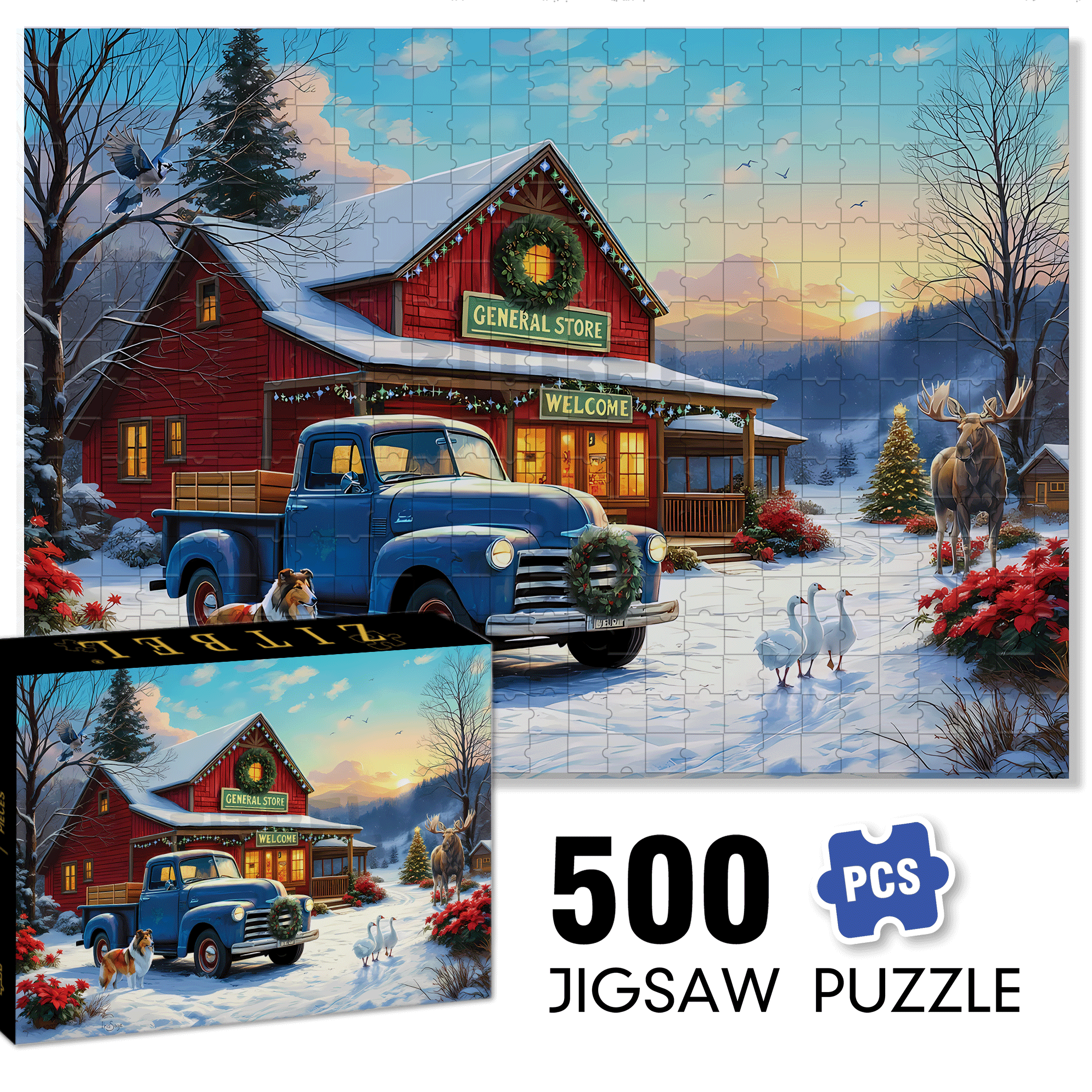 Welcome All General Store 500pcs/1000pcs Jigsaw Puzzle, Scratch-Resistant, Interactive Family Game & Brain-Boosting DIY Decor, Perfect for Halloween, Christmas & New Year Gifts, Family Puzzle Game