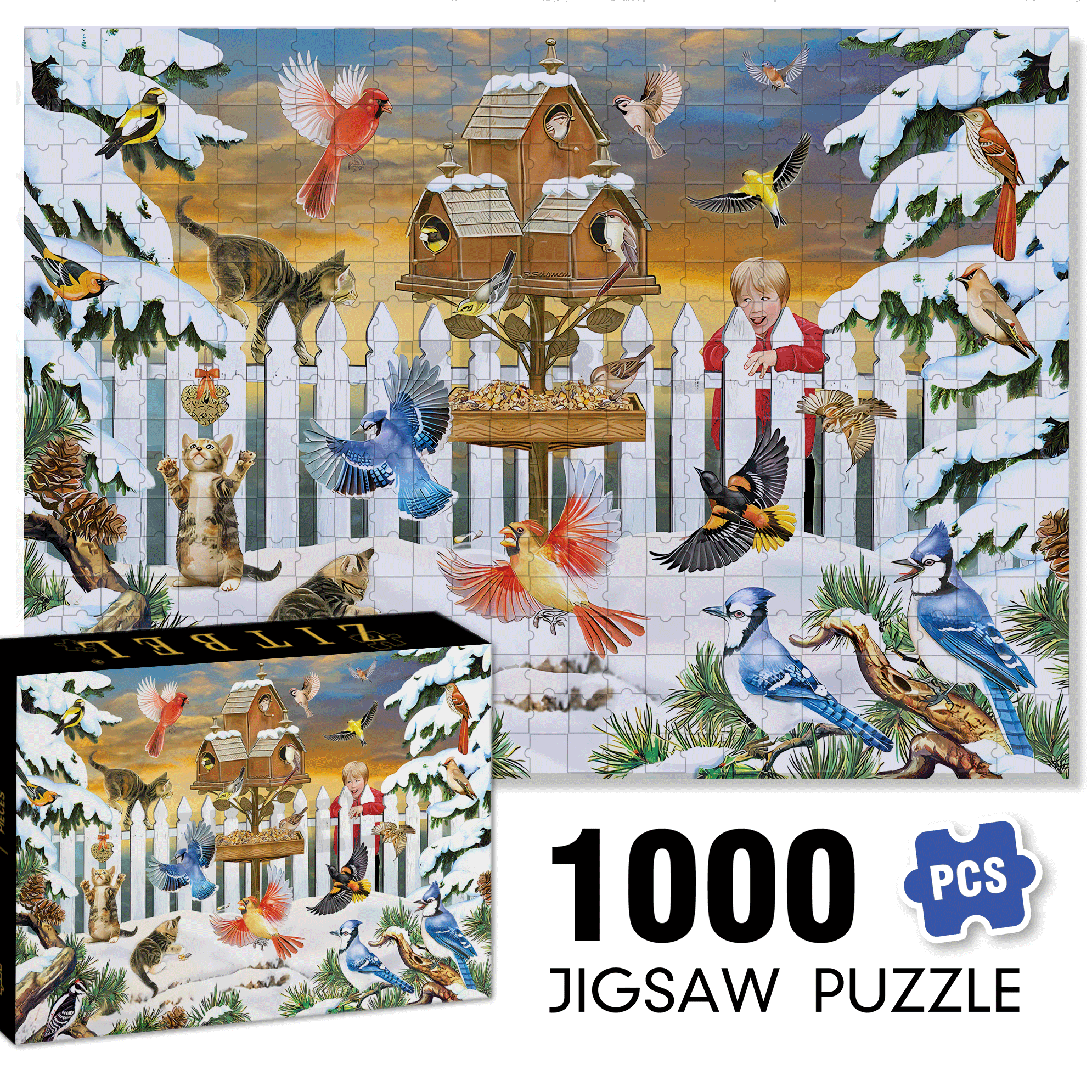 Who Let The Kittens Out 500pcs/1000pcs Jigsaw Puzzle, Scratch-Resistant, Interactive Family Game & Brain-Boosting DIY Decor, Perfect for Halloween, Christmas & New Year Gifts, Family Puzzle Game