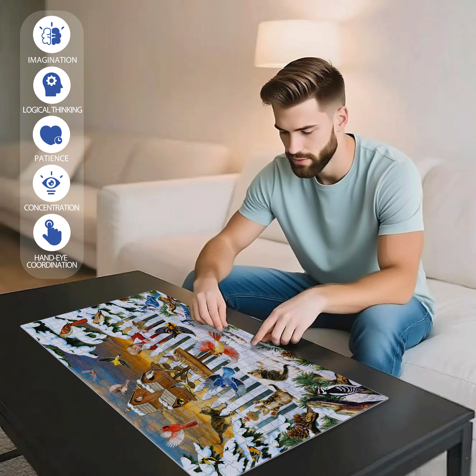 Who Let The Kittens Out 500pcs/1000pcs Jigsaw Puzzle, Scratch-Resistant, Interactive Family Game & Brain-Boosting DIY Decor, Perfect for Halloween, Christmas & New Year Gifts, Family Puzzle Game