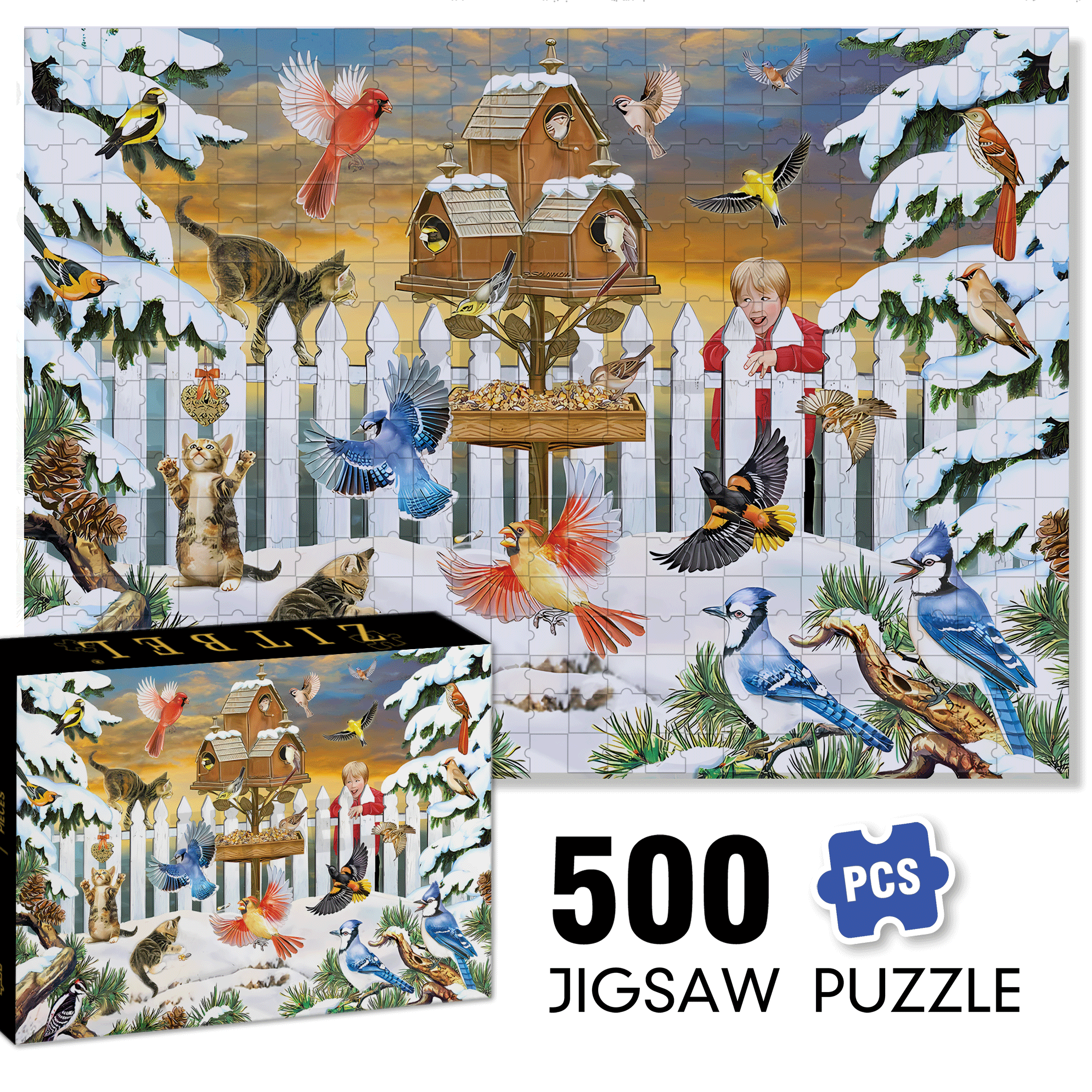 Who Let The Kittens Out 500pcs/1000pcs Jigsaw Puzzle, Scratch-Resistant, Interactive Family Game & Brain-Boosting DIY Decor, Perfect for Halloween, Christmas & New Year Gifts, Family Puzzle Game