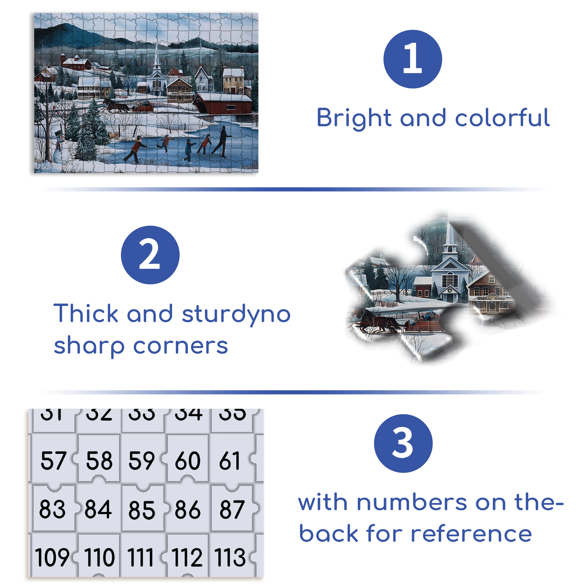 Winter Village Skating 500pcs/1000pcs Jigsaw Puzzle, Scratch-Resistant, Interactive Family Game & Brain-Boosting DIY Decor, Perfect for Halloween, Christmas & New Year Gifts, Family Puzzle Game