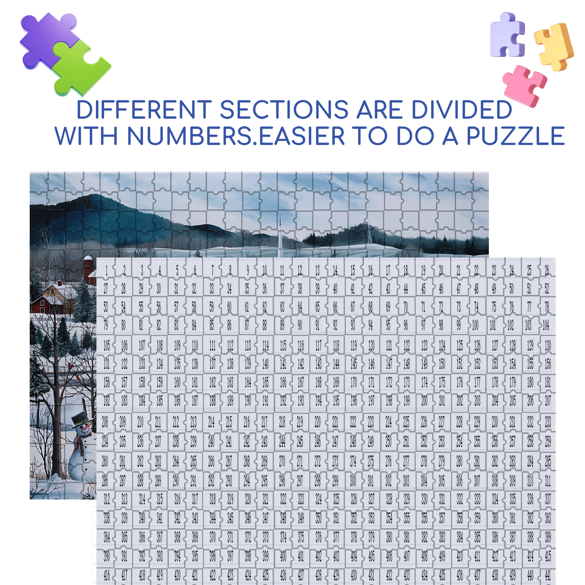 Winter Village Skating 500pcs/1000pcs Jigsaw Puzzle, Scratch-Resistant, Interactive Family Game & Brain-Boosting DIY Decor, Perfect for Halloween, Christmas & New Year Gifts, Family Puzzle Game
