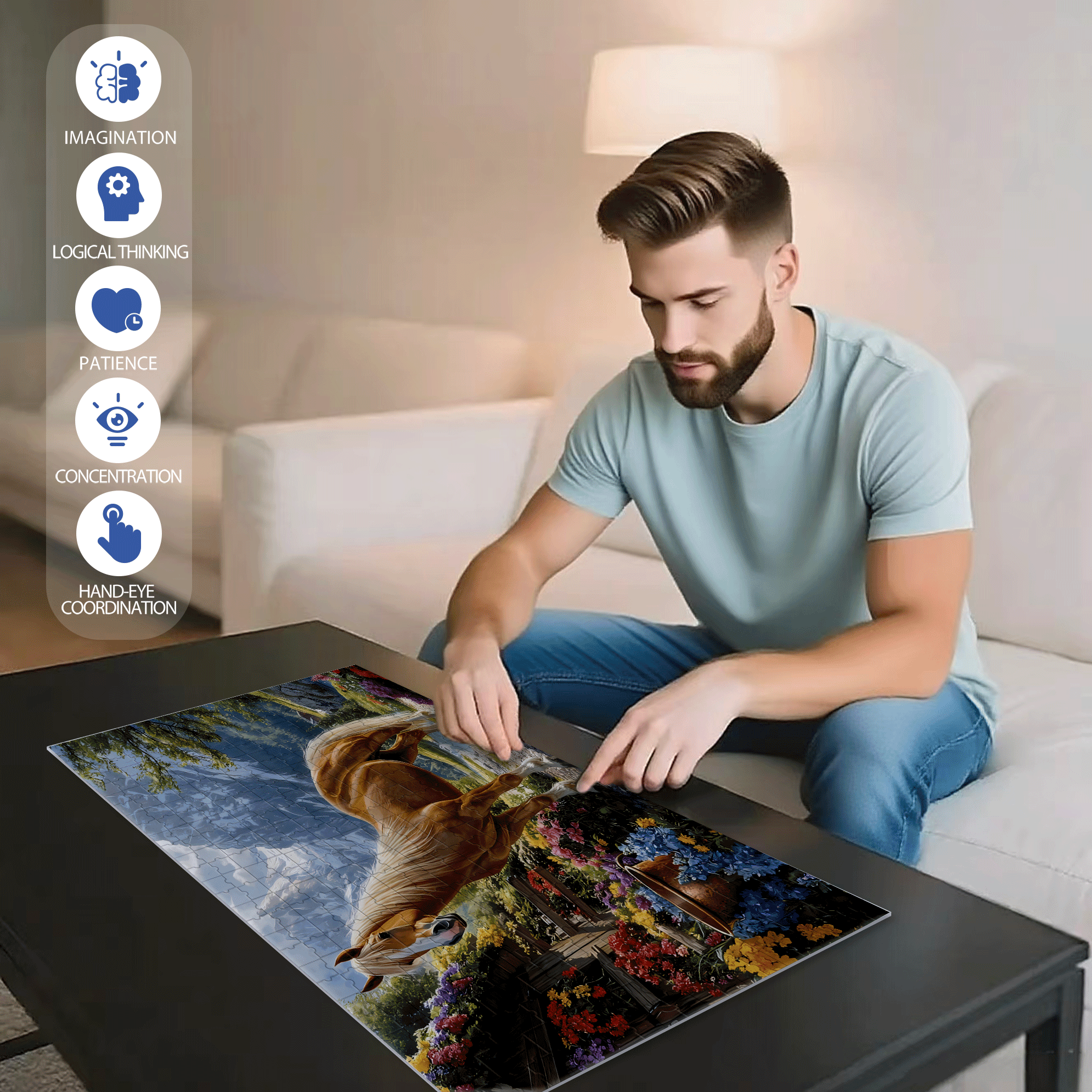 Yamano Shunkage 500pcs/1000pcs Jigsaw Puzzle, Scratch-Resistant, Interactive Family Game & Brain-Boosting DIY Decor, Perfect for Halloween, Christmas & New Year Gifts, Family Puzzle Game