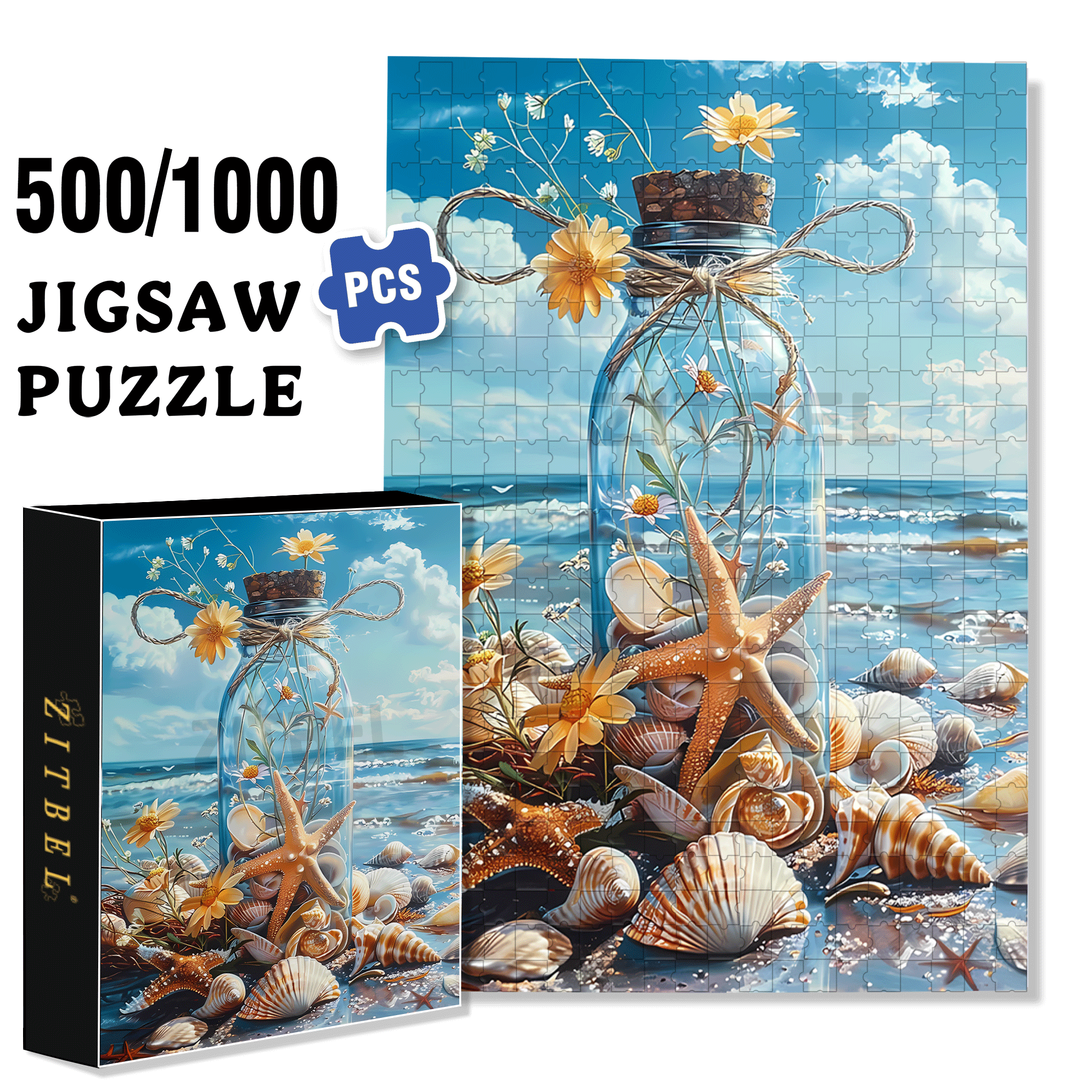 A Dream In A Bottle Of The Sea 500pcs/1000pcs Jigsaw Puzzle, Scratch-Resistant, Interactive Family Game & Brain-Boosting DIY Decor, Perfect for Halloween, Christmas & New Year Gifts, Family Puzzle Game