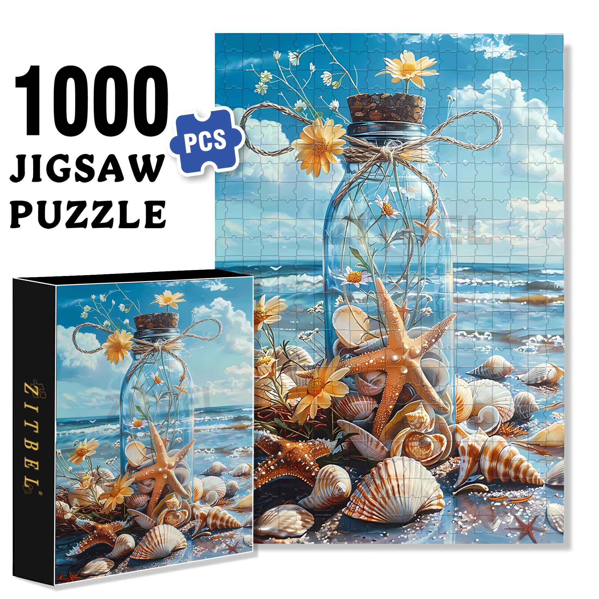 A Dream In A Bottle Of The Sea 500pcs/1000pcs Jigsaw Puzzle, Scratch-Resistant, Interactive Family Game & Brain-Boosting DIY Decor, Perfect for Halloween, Christmas & New Year Gifts, Family Puzzle Game