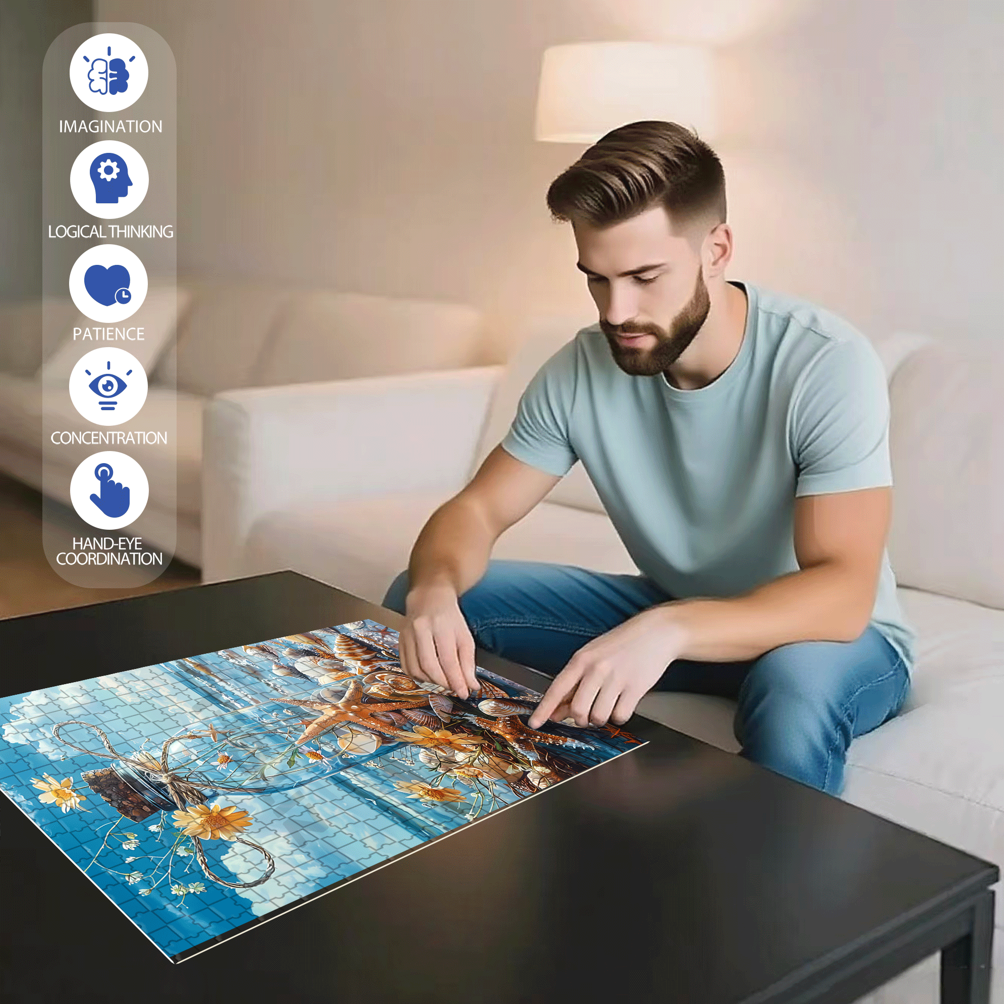 A Dream In A Bottle Of The Sea 500pcs/1000pcs Jigsaw Puzzle, Scratch-Resistant, Interactive Family Game & Brain-Boosting DIY Decor, Perfect for Halloween, Christmas & New Year Gifts, Family Puzzle Game