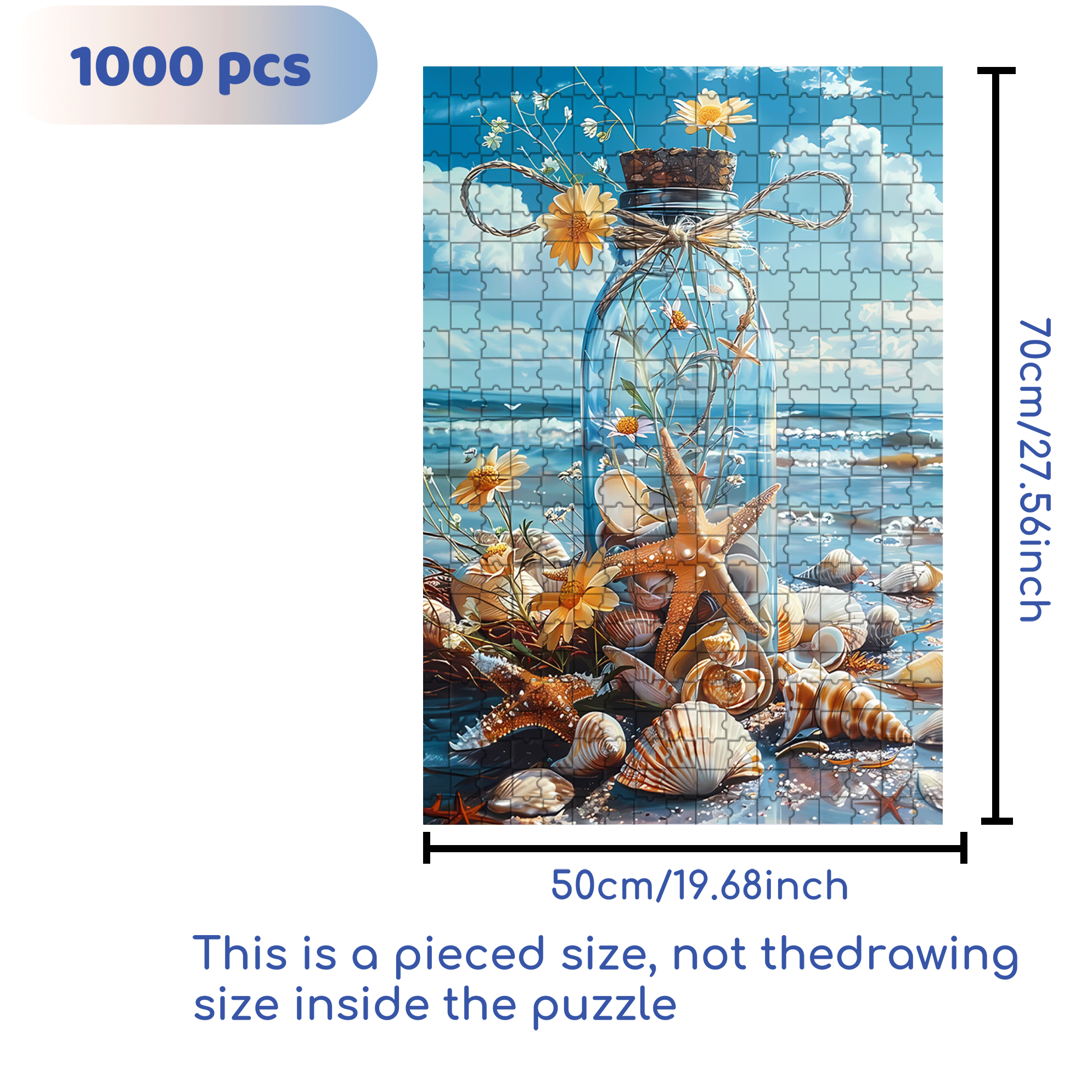 A Dream In A Bottle Of The Sea 500pcs/1000pcs Jigsaw Puzzle, Scratch-Resistant, Interactive Family Game & Brain-Boosting DIY Decor, Perfect for Halloween, Christmas & New Year Gifts, Family Puzzle Game