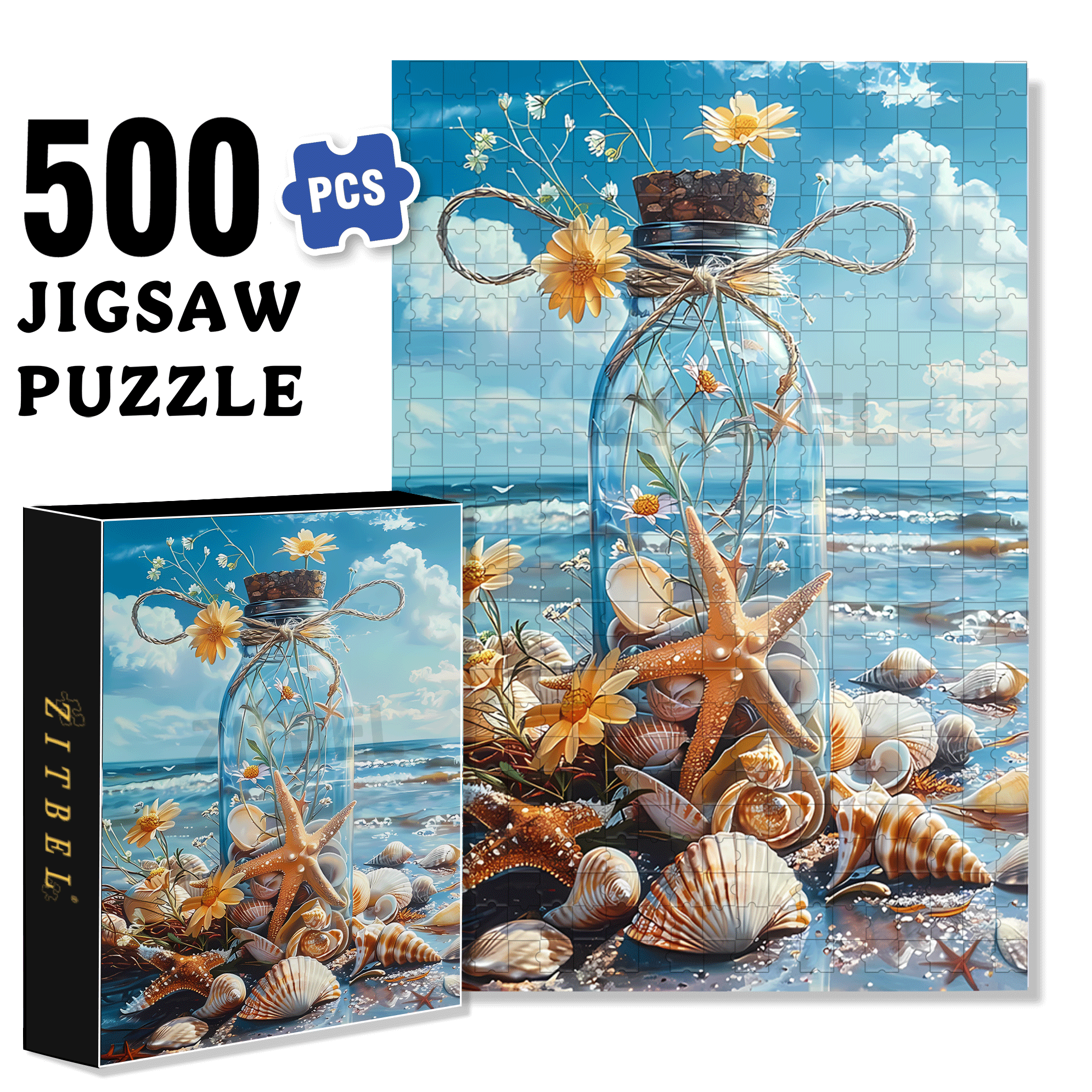 A Dream In A Bottle Of The Sea 500pcs/1000pcs Jigsaw Puzzle, Scratch-Resistant, Interactive Family Game & Brain-Boosting DIY Decor, Perfect for Halloween, Christmas & New Year Gifts, Family Puzzle Game